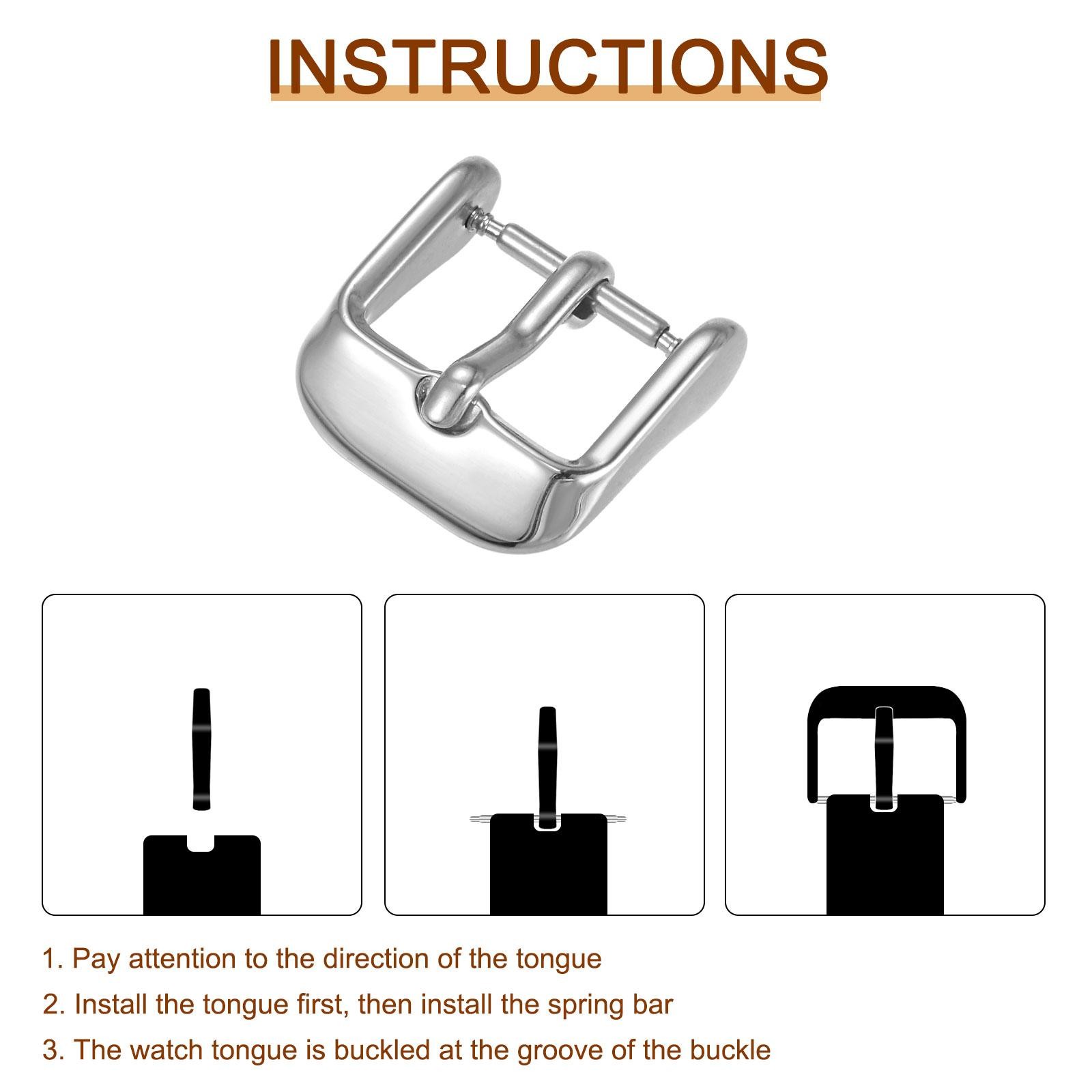 SUS316 Polished PVD Watch Buckle for 12mm Width Watch Bands Silver Tone
