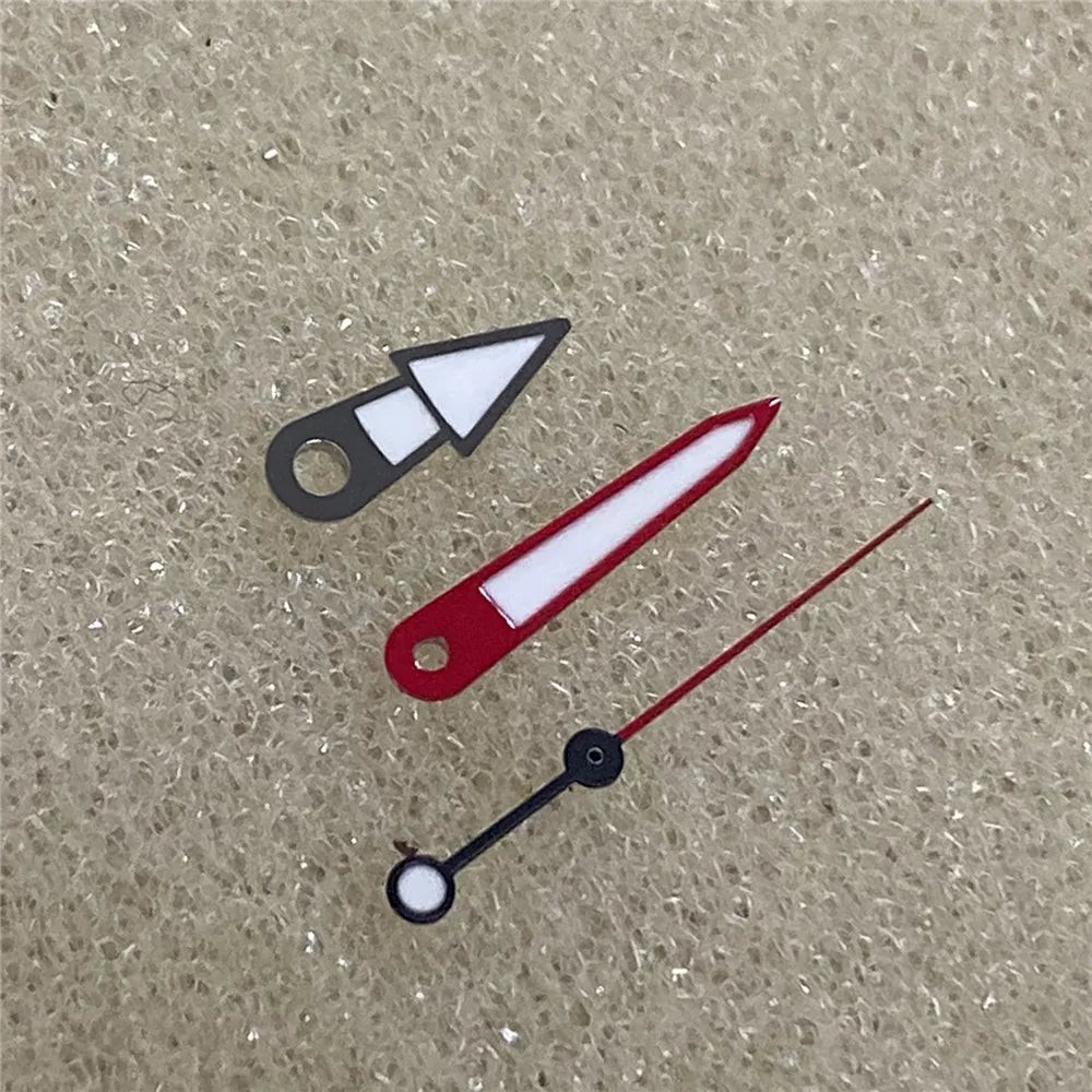 Silver Red Black Watch Hands with Green Luminous for NH35 NH36 Movement