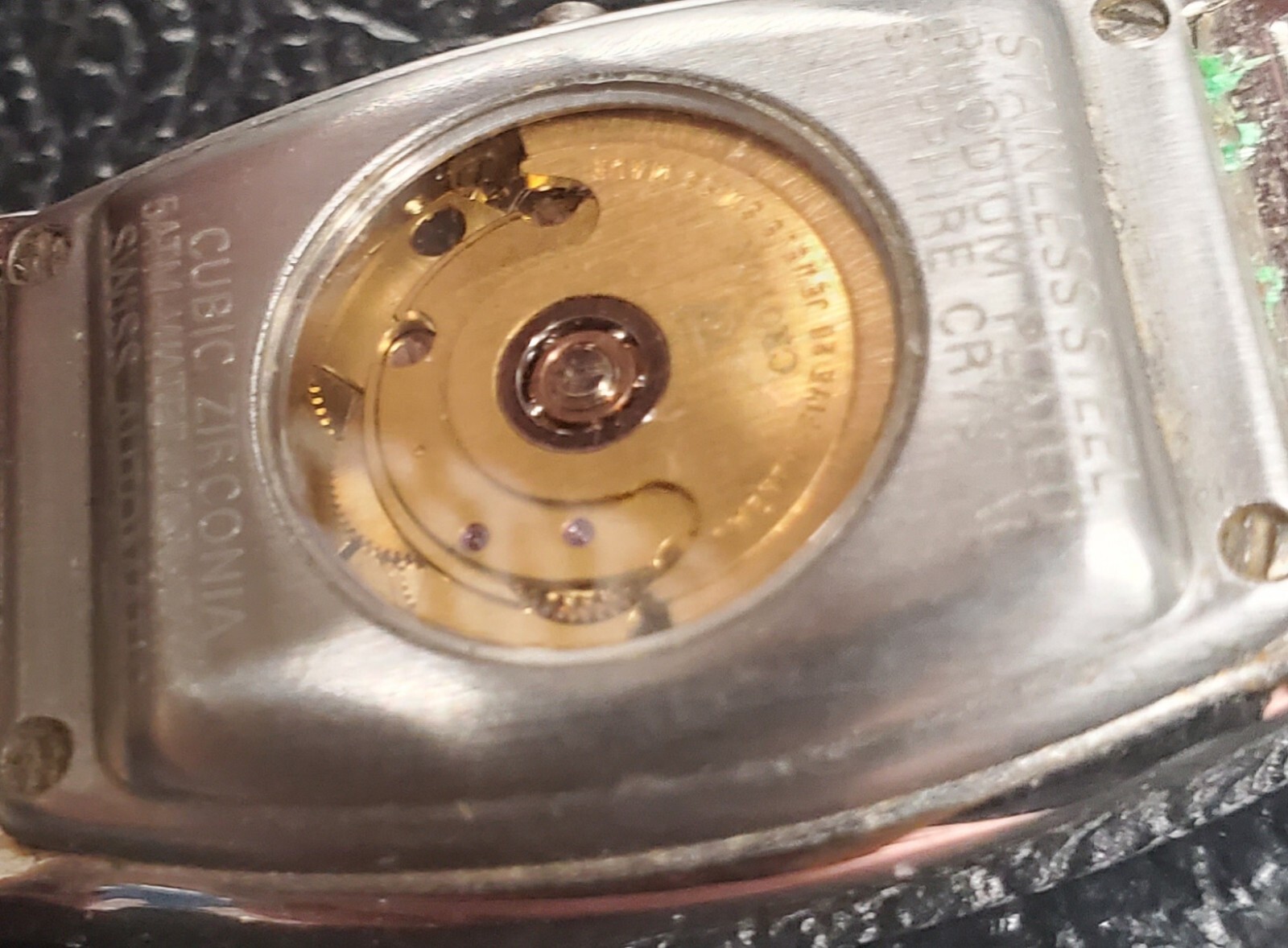 Croton Automatic Gemmed Watch Sapphire Crystal Silver 25 Jewels Mother Of Pearl