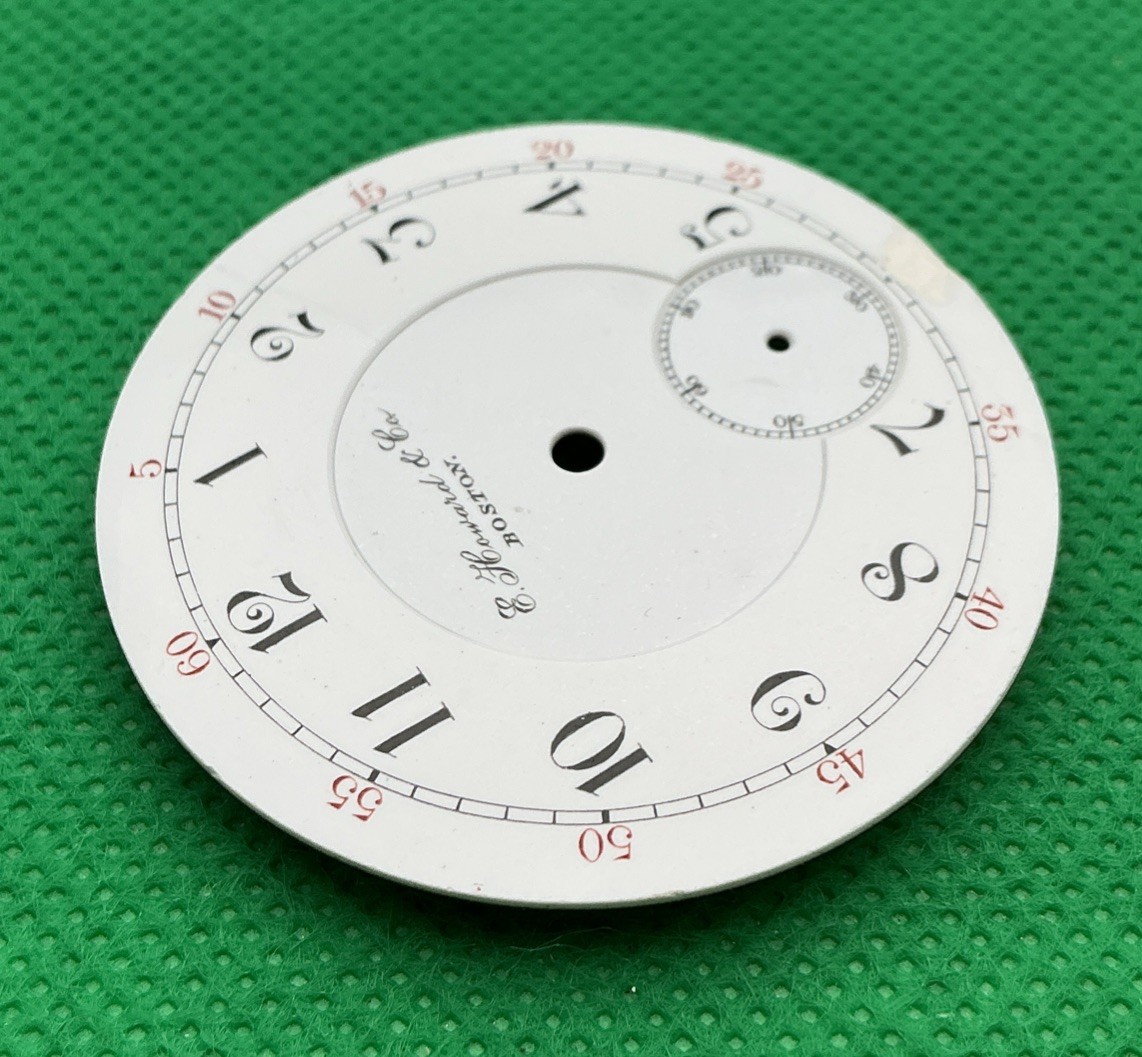 E. Howard & Co Boston 18s Double Sunk Enamel Pocket Watch Dial White (J27)
