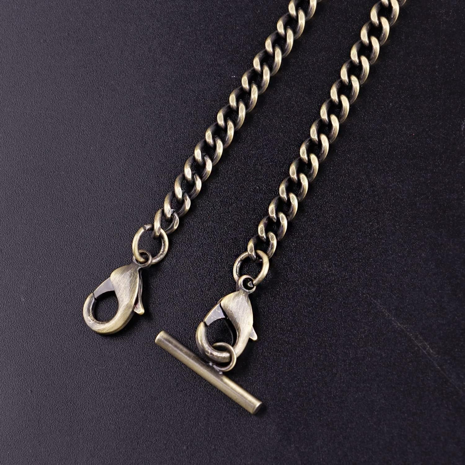 Gold/Silver Customizable Pocket Watch14 Inch Chain with Twisted Thick & T Bar…