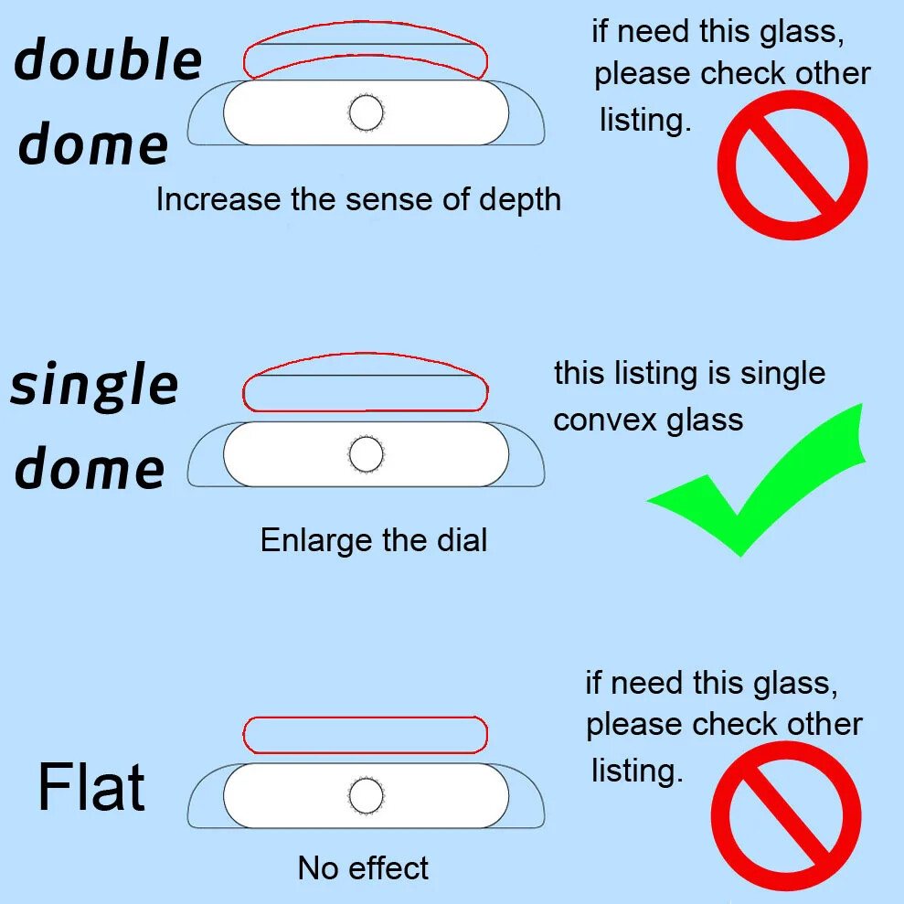 Single Dome 2.0mm Watch Glass Round Mineral Glasses Watch Crystal Mirror 28-40mm