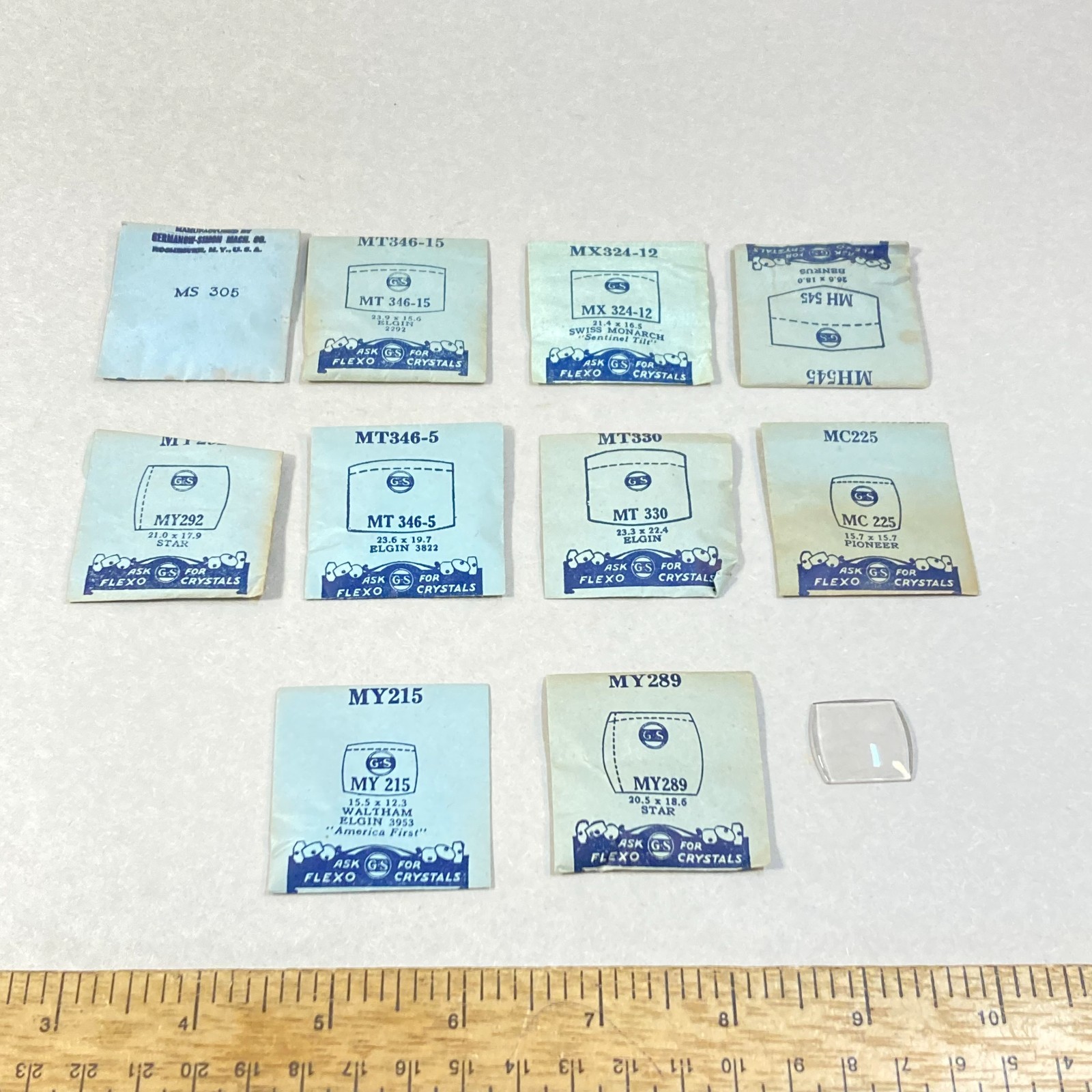 Vintage G.S. Flexo Plastic Crystal 10 Pc Star Elgin Benrus Watch Repair USA