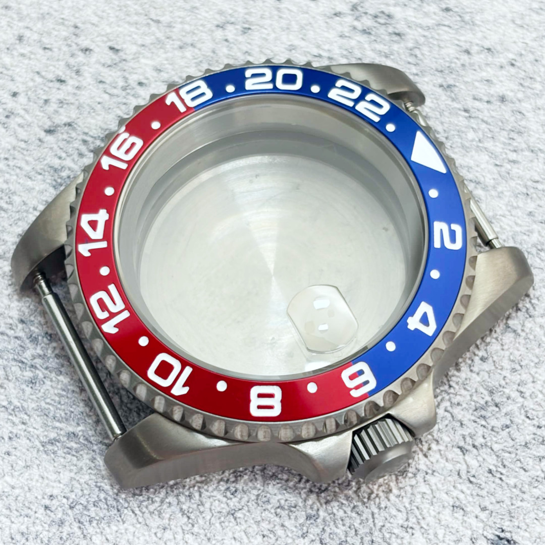 40MM Titanium 24 Hour Pepsi Bezel 20ATM Sapphire Watch Case Fit NH34 NH35A NH36
