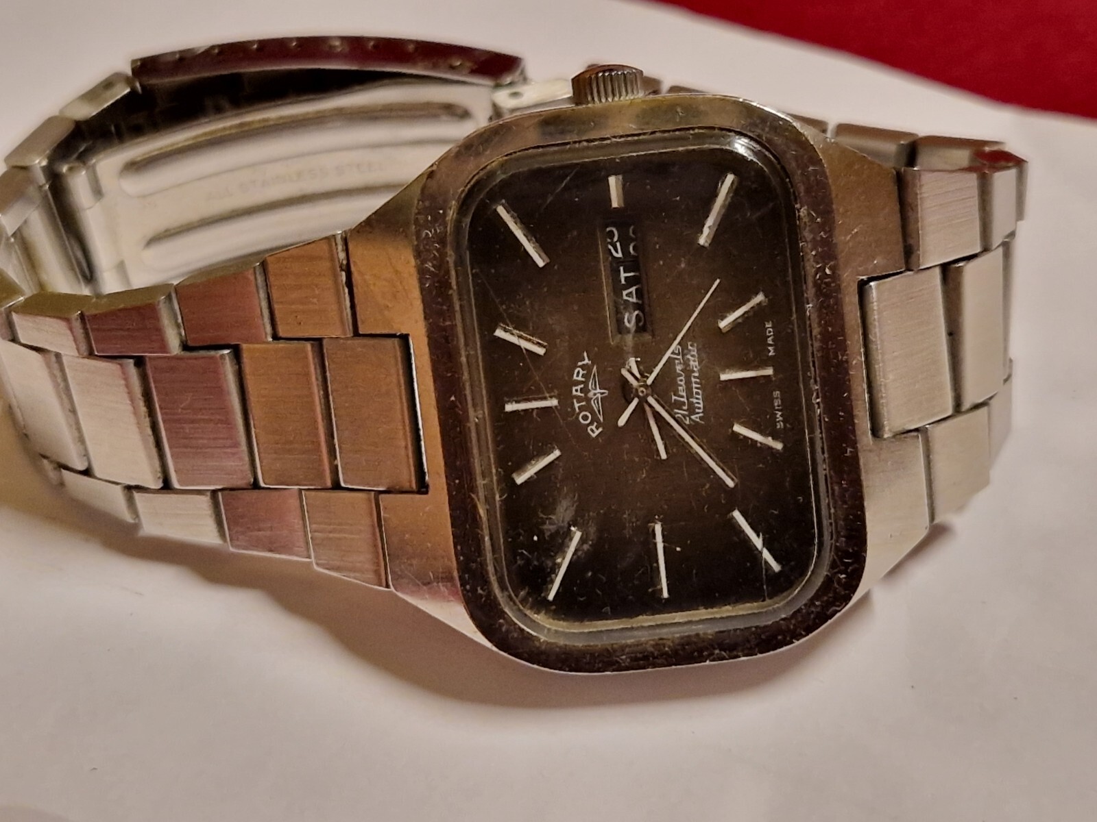 vintage ROTARY Automatic AS 2066 TV cased collectible day date needs serviced