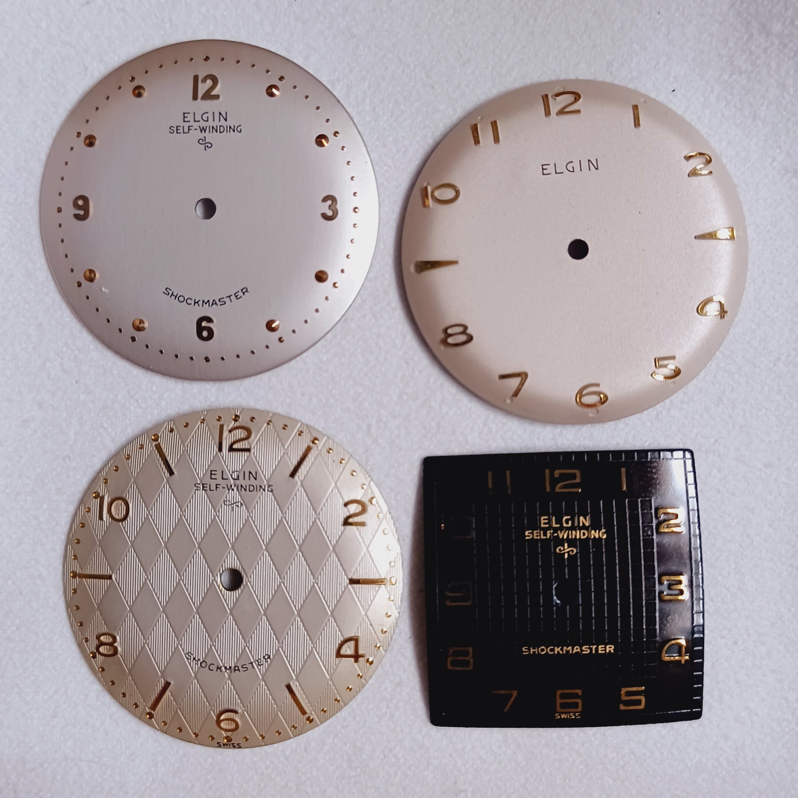 Vintage Elgin Watch Dials Lot- Shockmaster / Selfwinding, 1950’s – 60’s