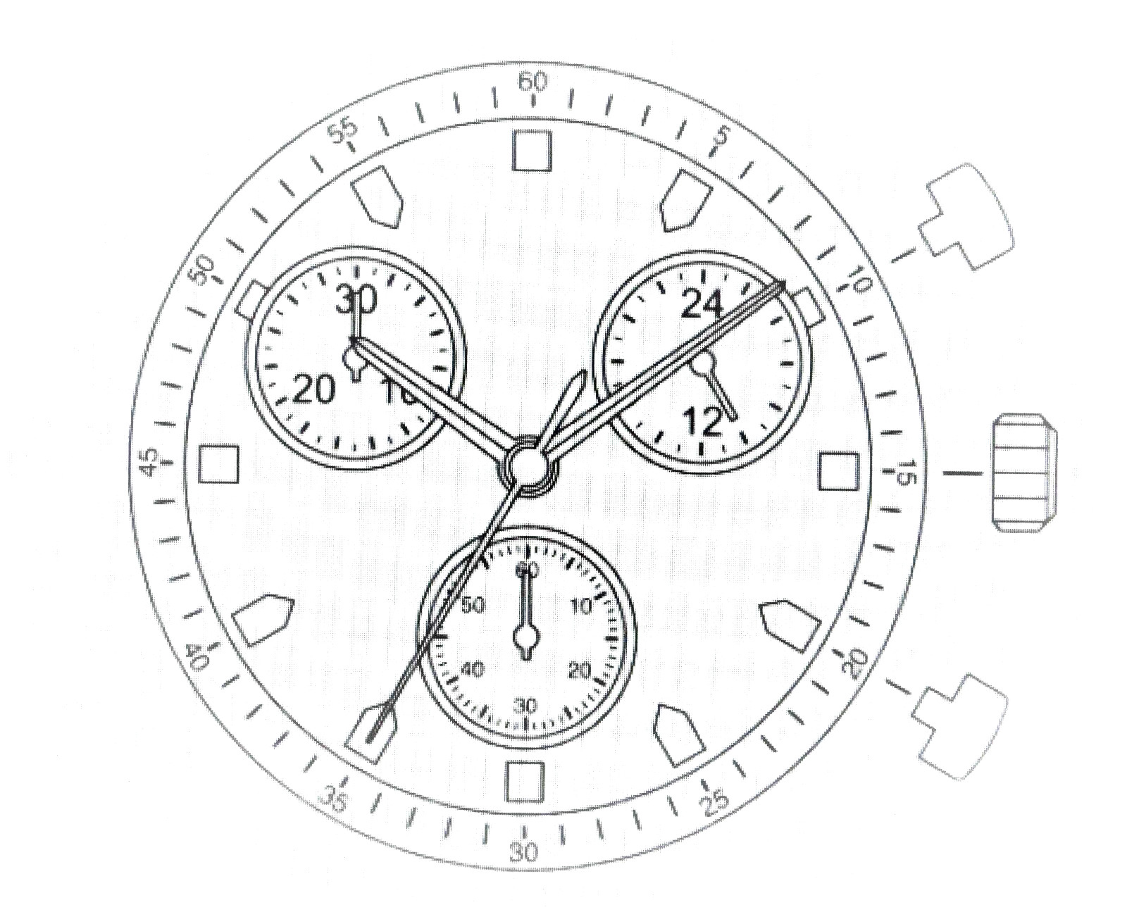 JS00 Miyota Quartz Watch Movement 3 hands 3 eyes chronograph Japan 1 piece