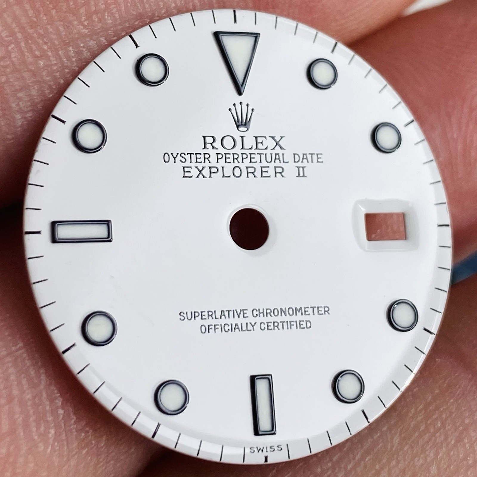Rolex White Dial Swiss Only Luminova For Explorer 2 Model Ref 16570 & 16550