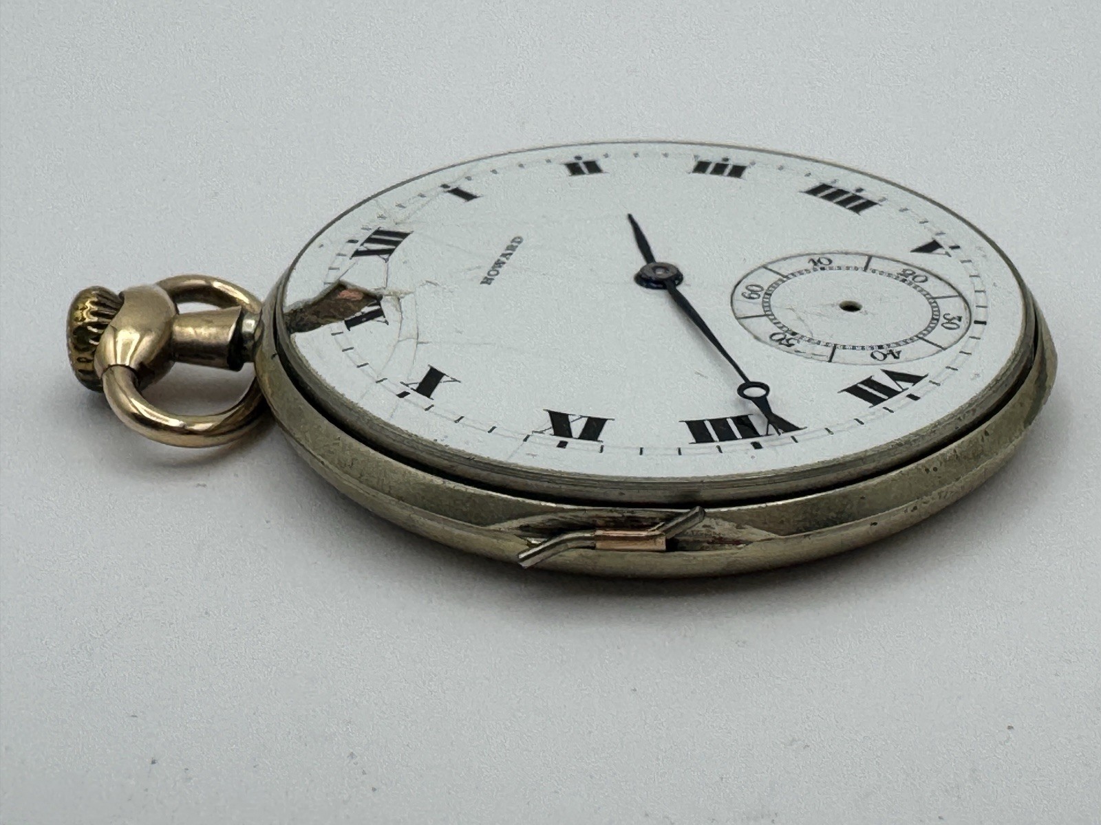 Vintage Howard 12s 17J Series 7 Pocket Watch Movement For Parts Or Repair