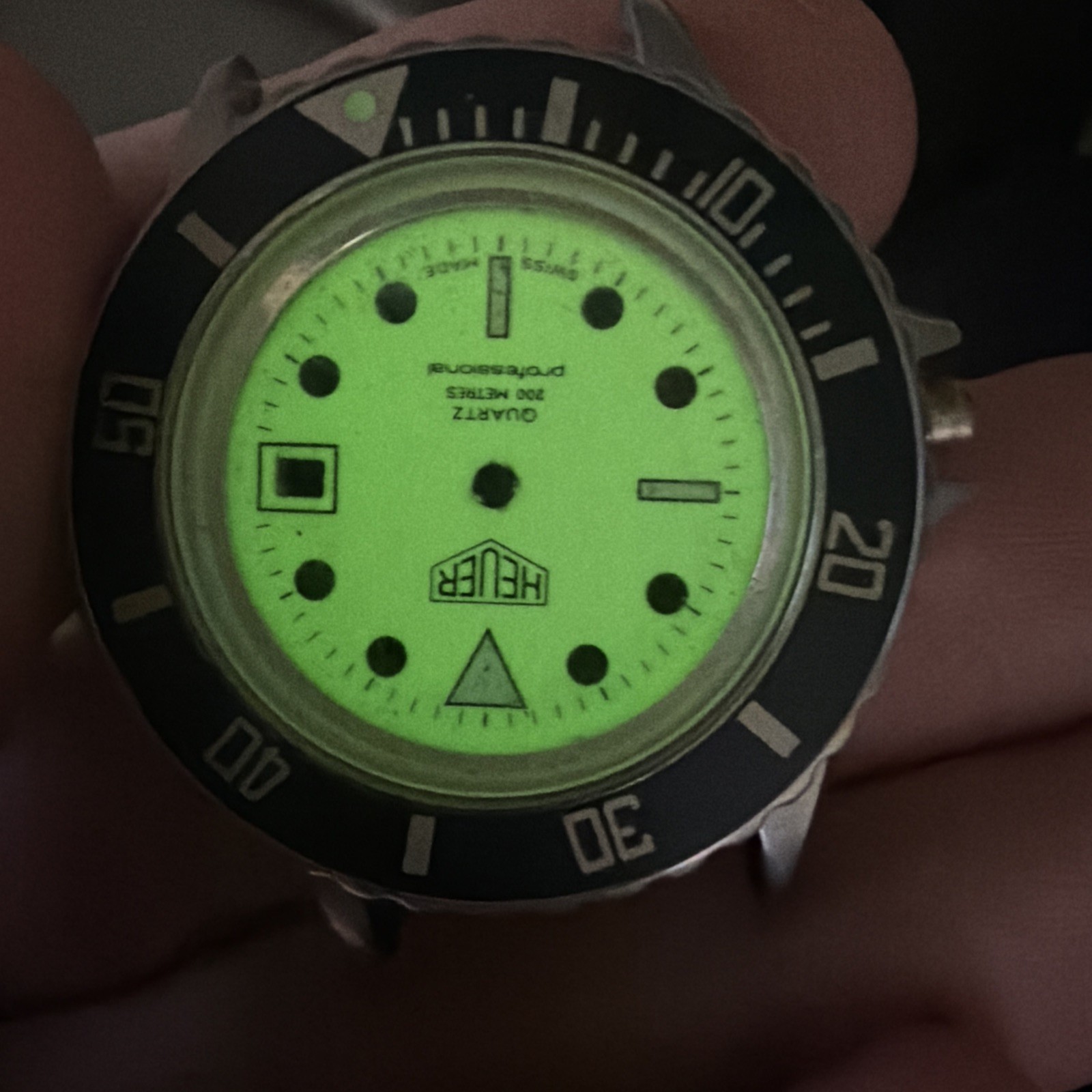 Vintage (TAG) Heuer 1000 980.015 32mm LUME Dial 200m Quartz Case & Dial Parts