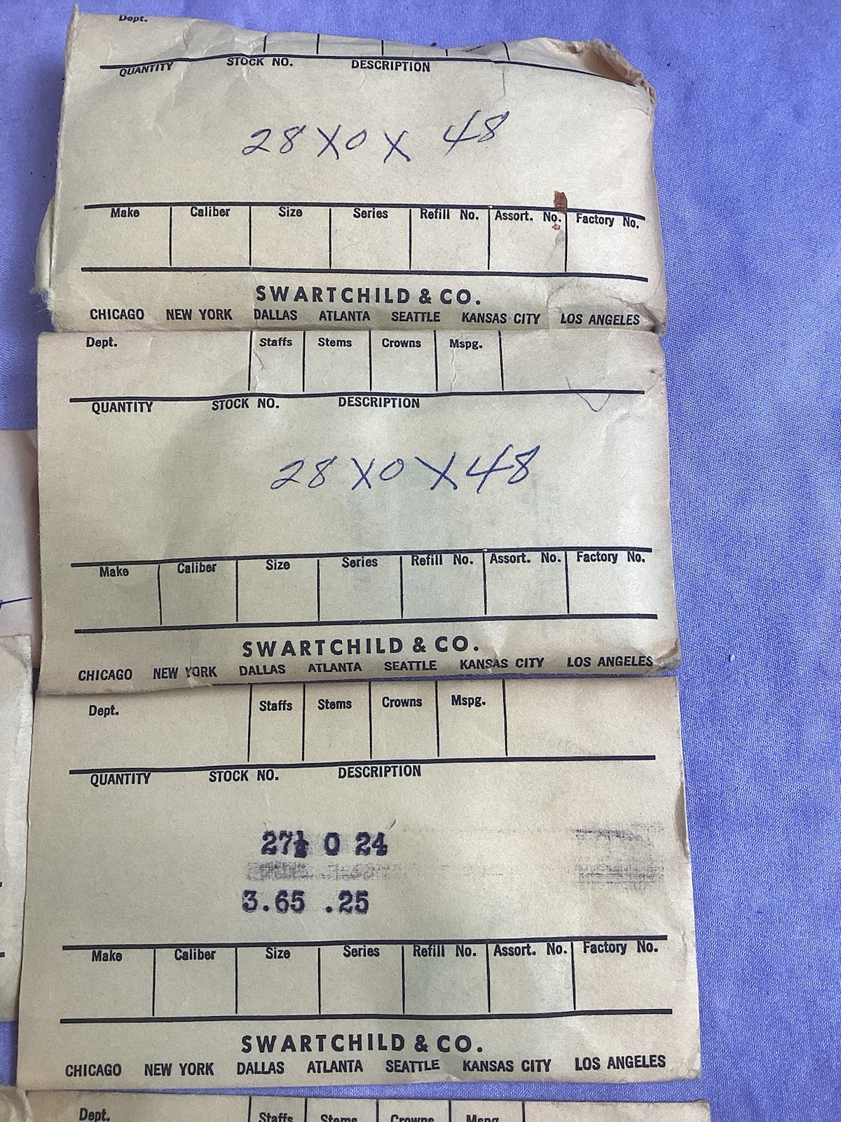 Assortment Of 16 Envelopes Vintage Swartchild Clock Mainspring Parts Repair NOS