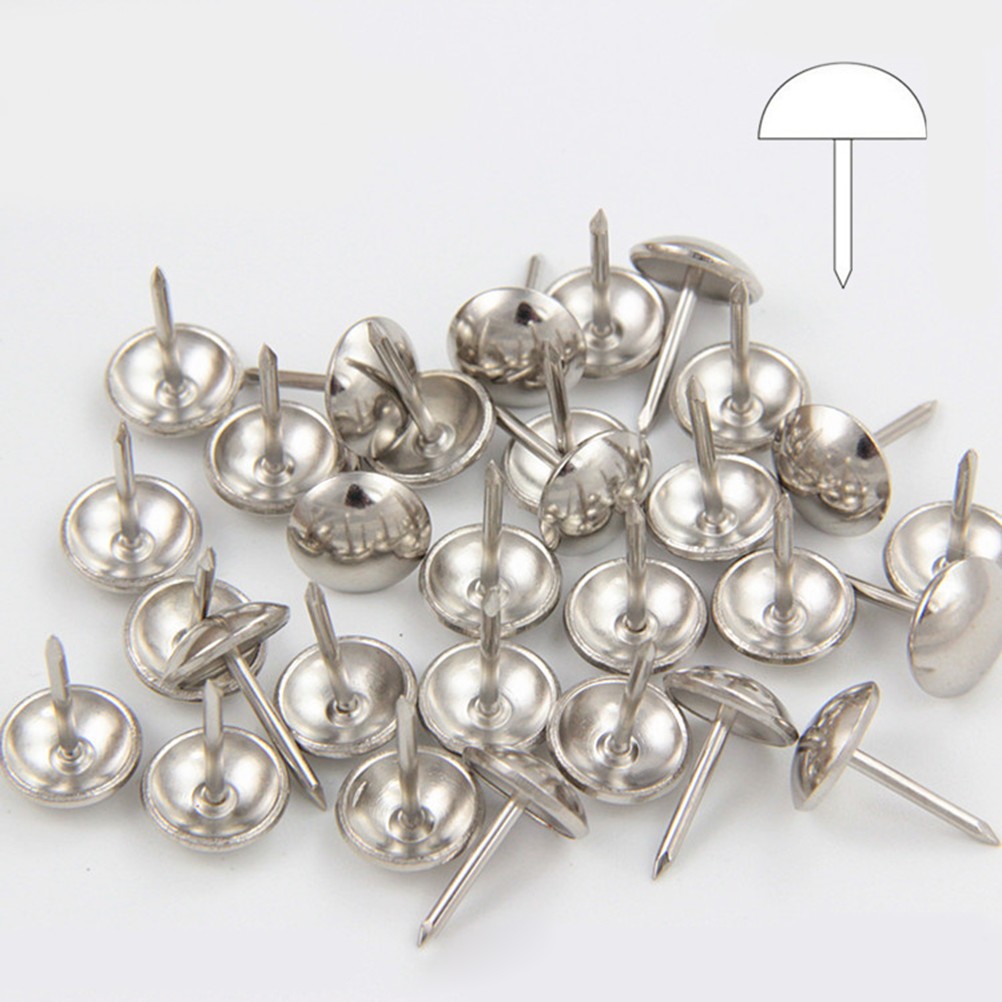 100Pcs Antique Round Brass Nails Large Headed Silver Reusable for Memo Tacking