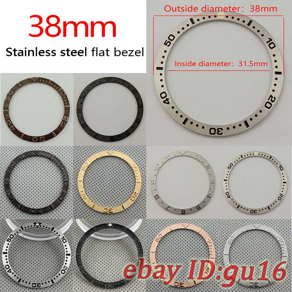 38mm Black/Blue/Green flat stainless steel bezel fit SKX007 SKX009 bezel insert