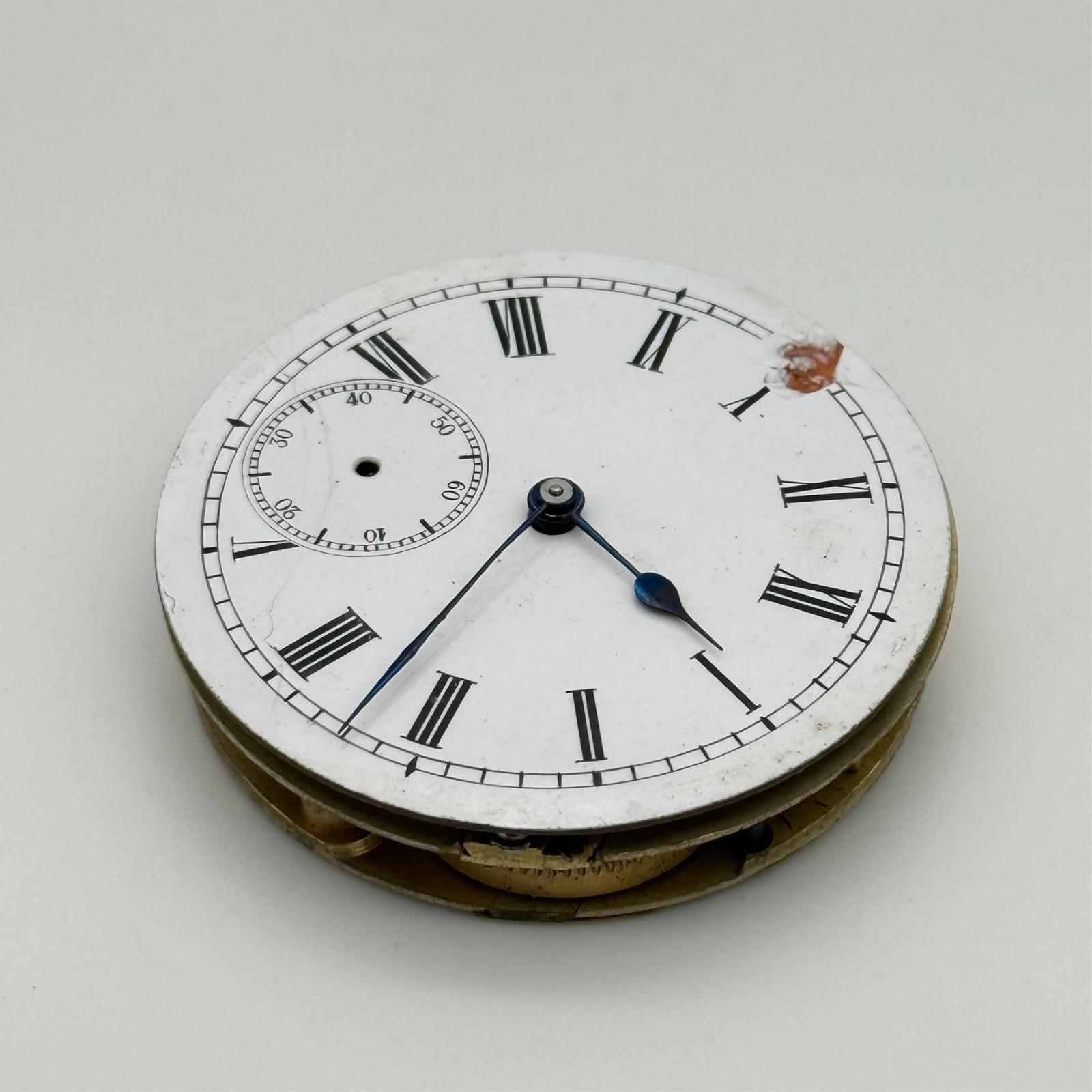 Antique Brevete 9878 Mechanical Pocket Watch Movement, Small Sec, 44mm FOR PARTS