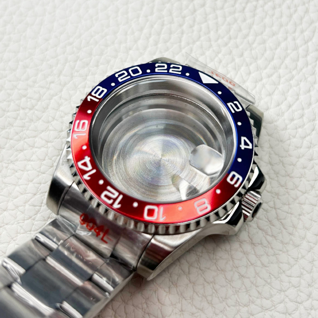 40MM Red Blue Black GMT bezel 20ATM Waterproof Mod Watch Case Fit NH34 NH35 NH36