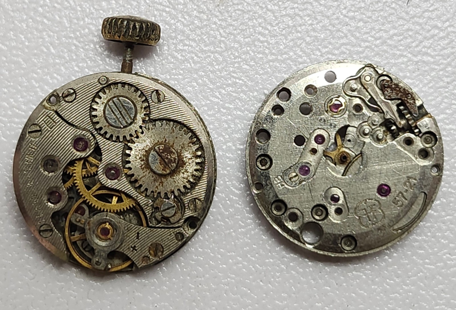 Lot of 2 Mechanical Watch Movements for Parts/Repair -FHF 57-21 & Caliber 815