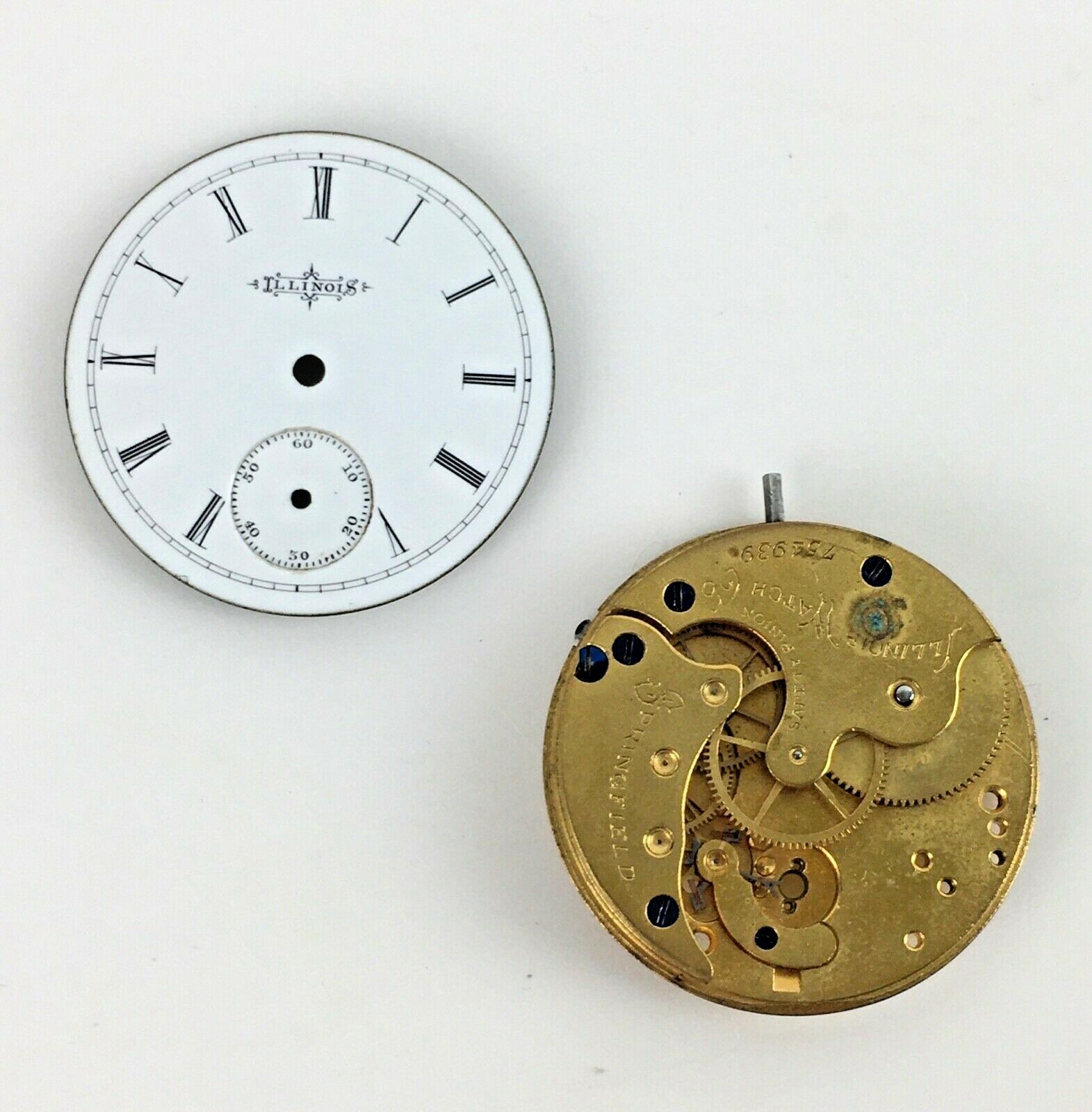 1890 Illinois Springfield Pocket Watch 6s Movement Face Tin Parts Repair Antique