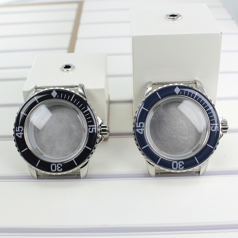 Vintage 45mm Watch Case C3 Luminous Glass Bezel For Seiko NH35 NH36 NH38Movement