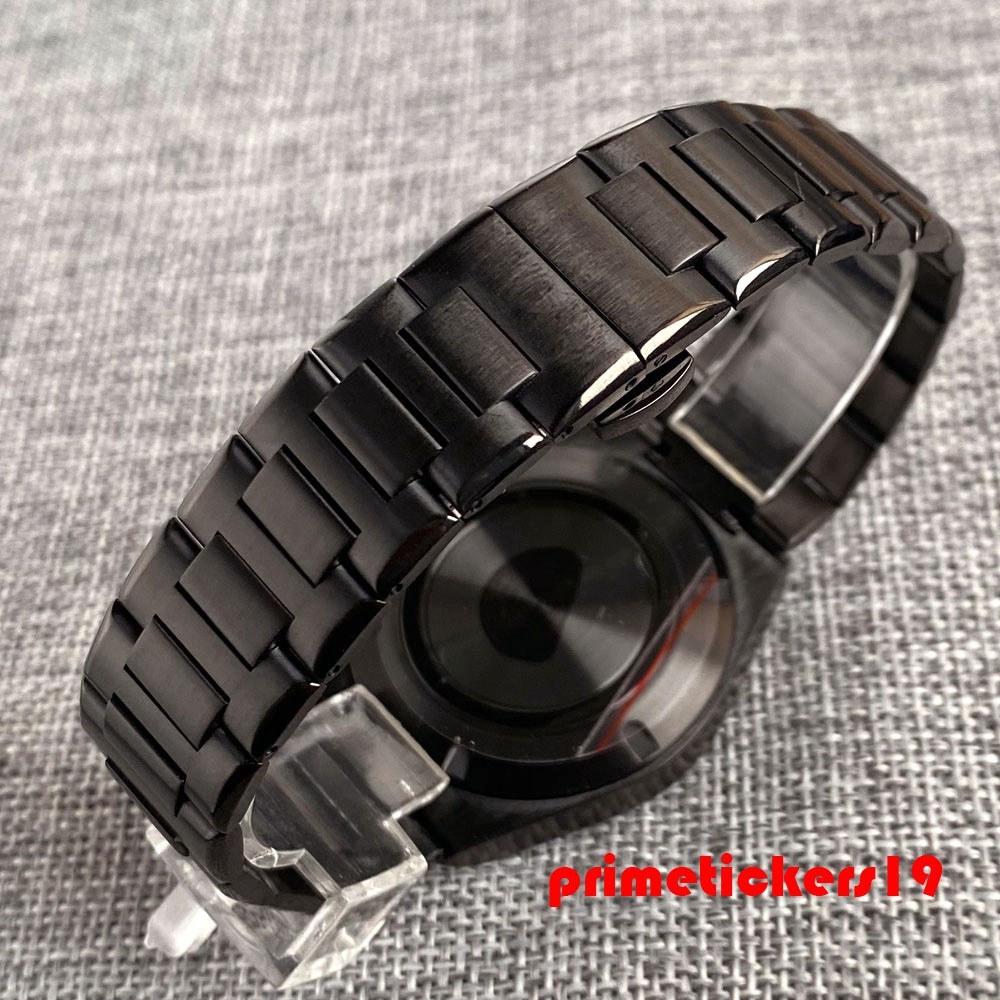 Fit NH35 PT5000 Black Watch Case+Band+Dial+Hands For Engineer Style Wristwatch