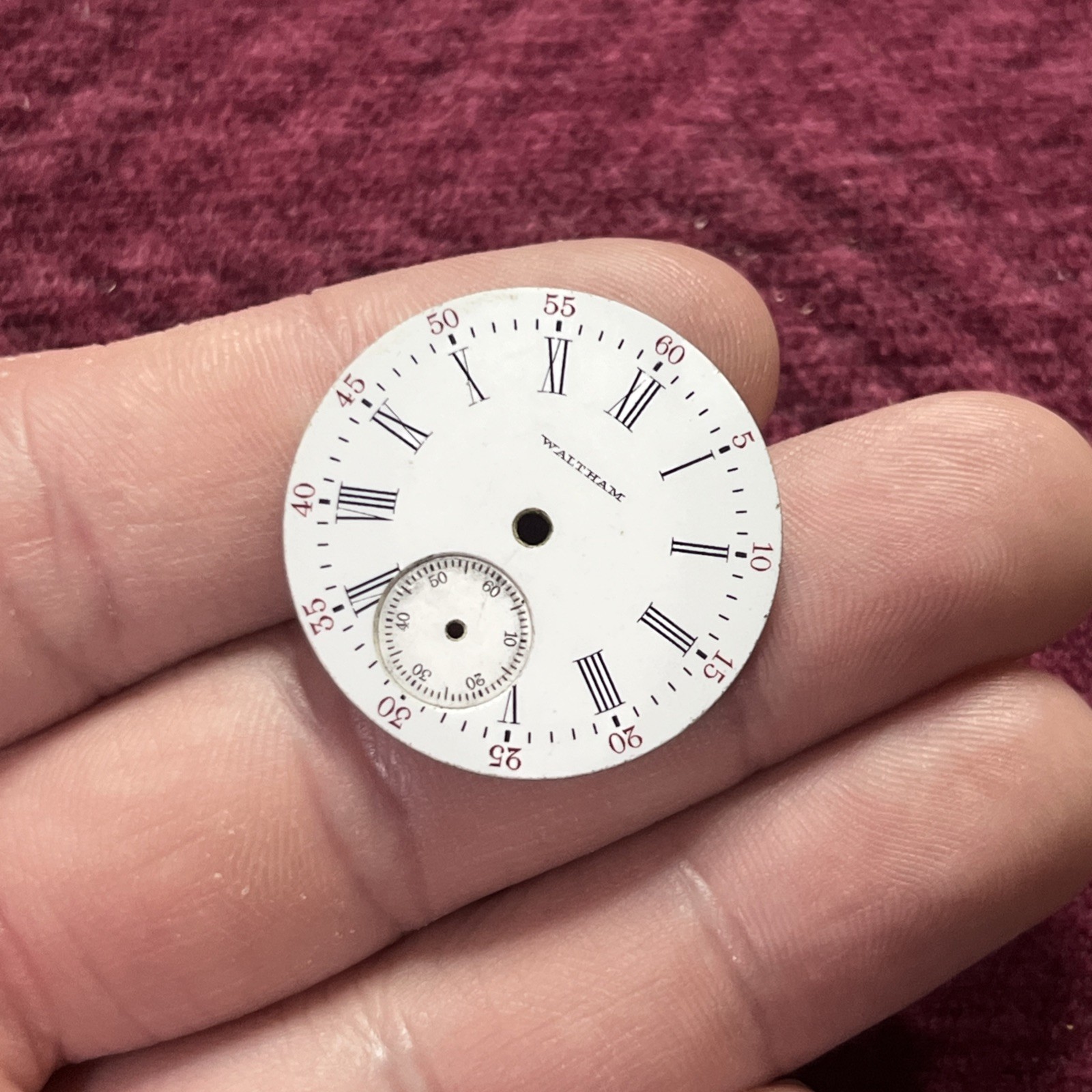 Vintage Waltham Watch Dial Only 28mm w Roman numerals