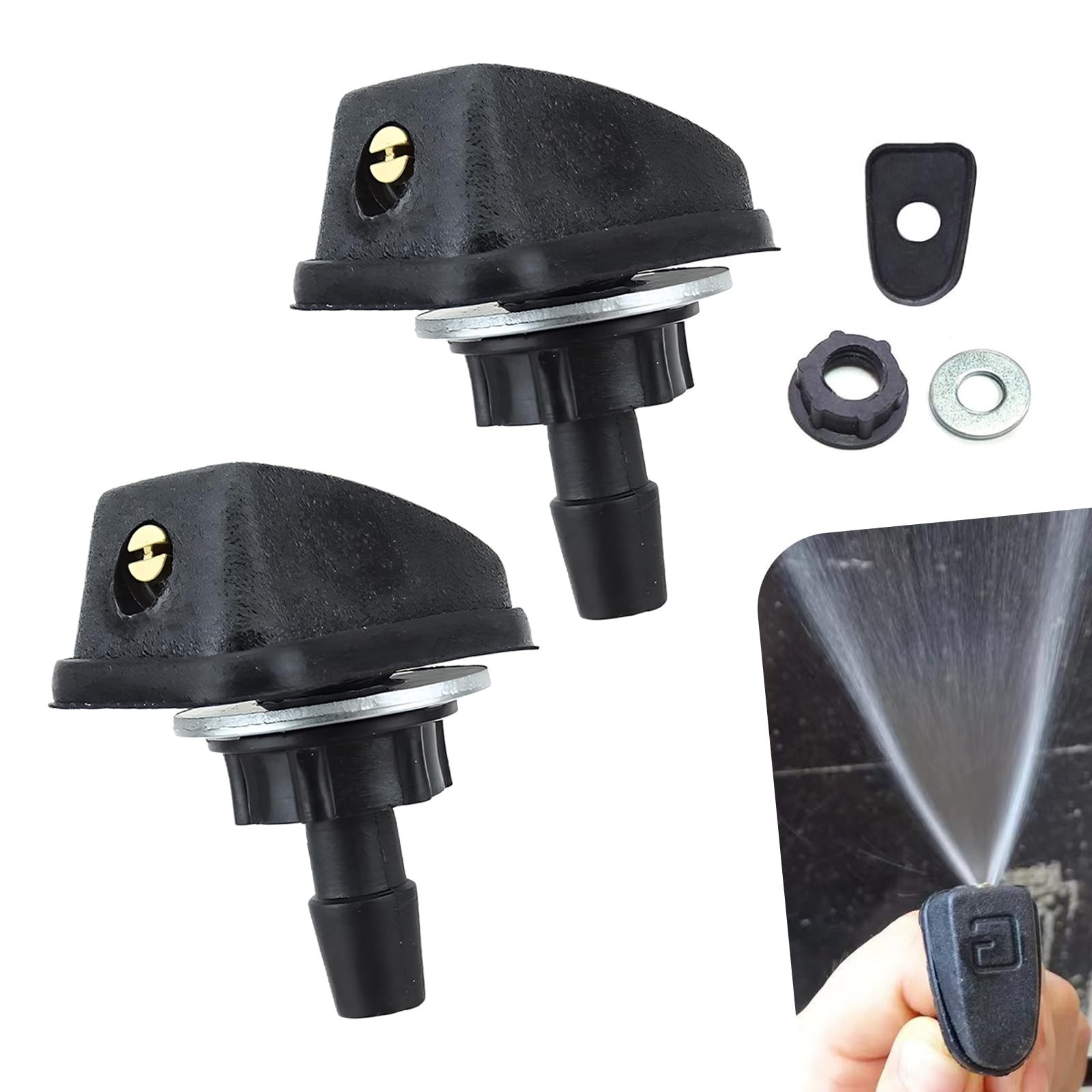 2 PCS Front Windshield Washer Nozzle Kit, Adjustable Fan Shape Spray Wiper No…