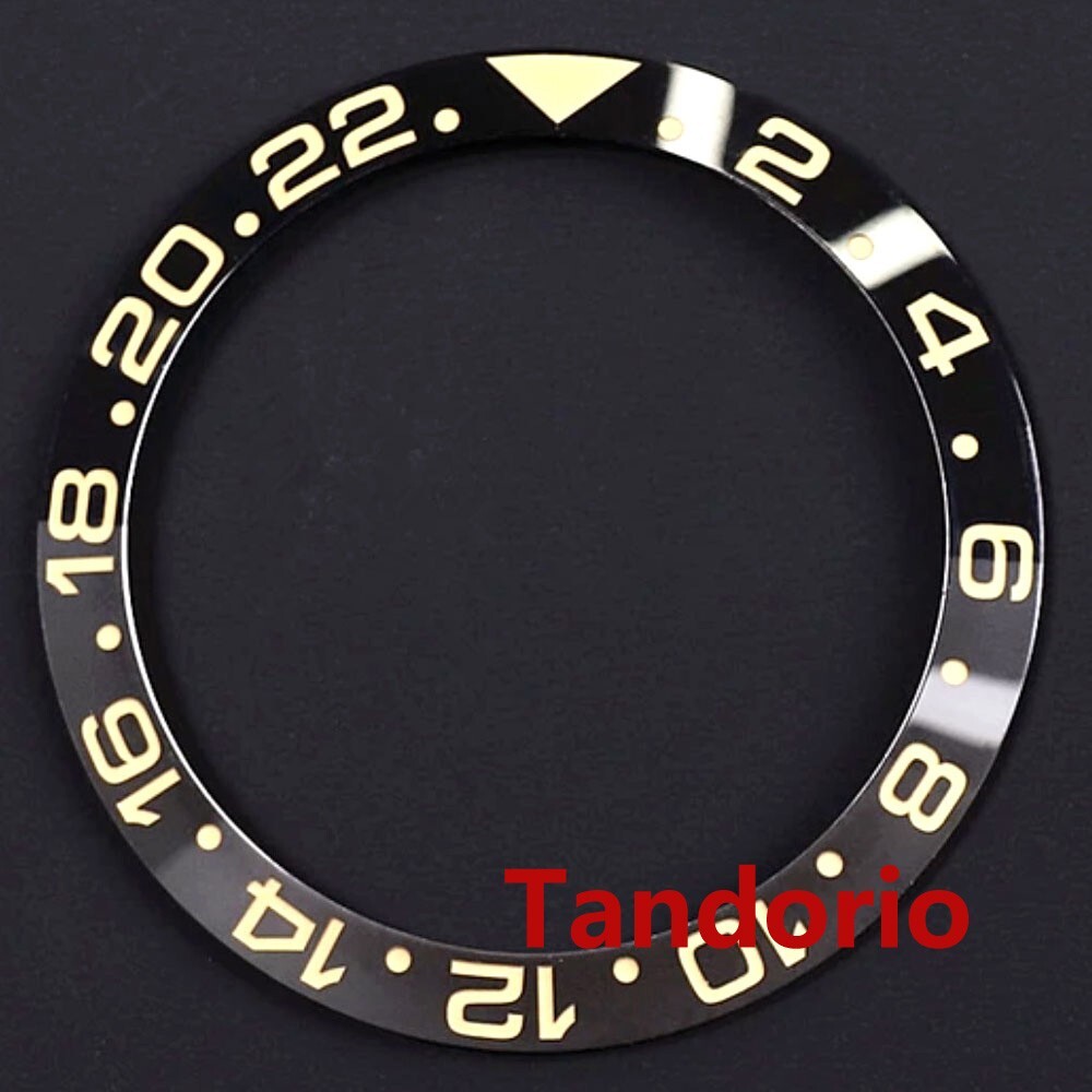 New 38mm*30.6mm Black Grey Ceramic Bezel Insert Yellow Mark For 40MM Men’s Watch
