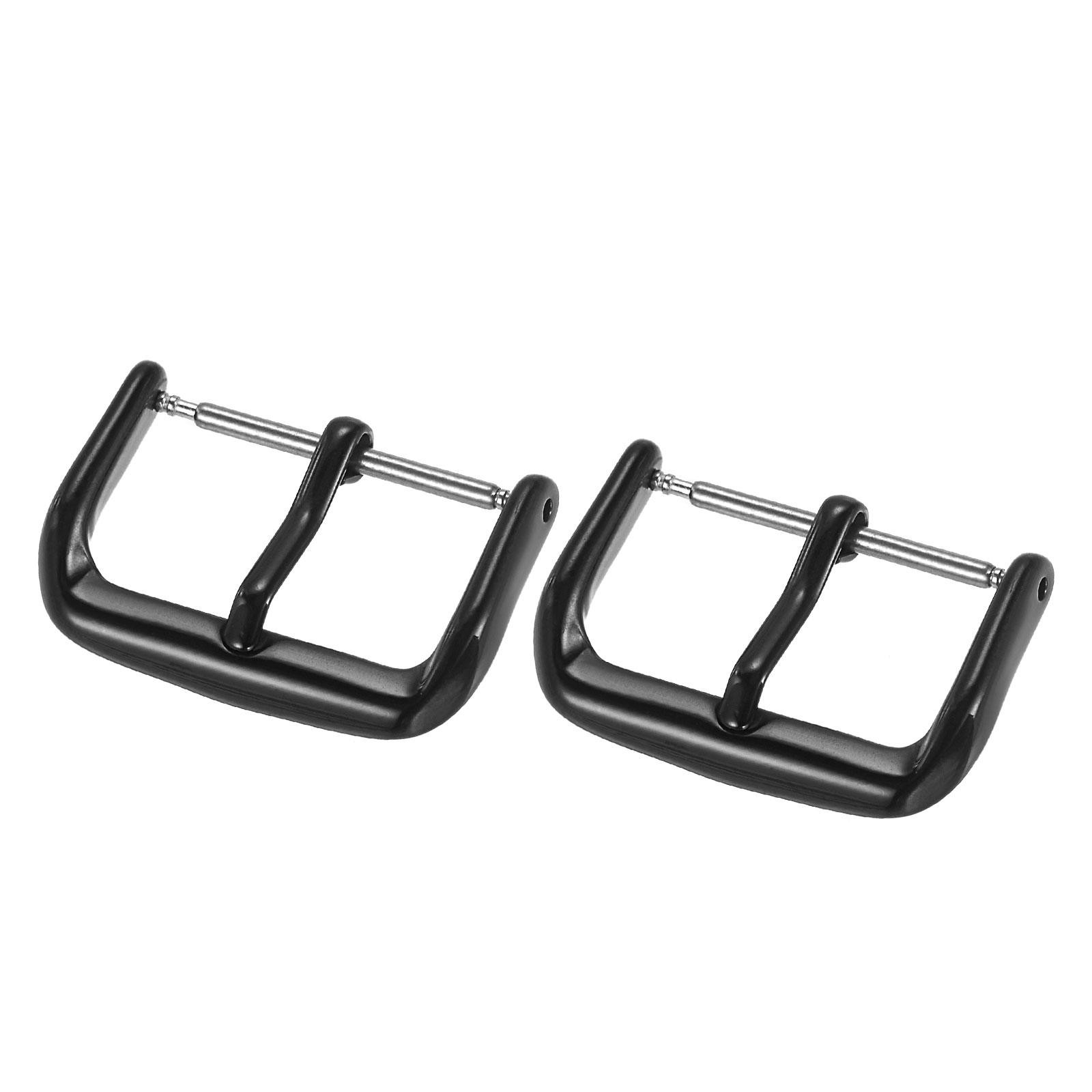 Watch SUS316 Polished PVD Buckle, Black for 20mm Width Watch Bands 2 Pcs