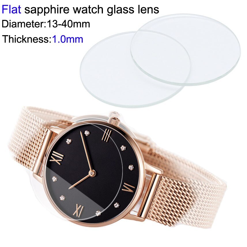 Sapphire Glass Crystal Flat 1.0mm Round Watch Glass 13-40mm Smartwatch Lens Part