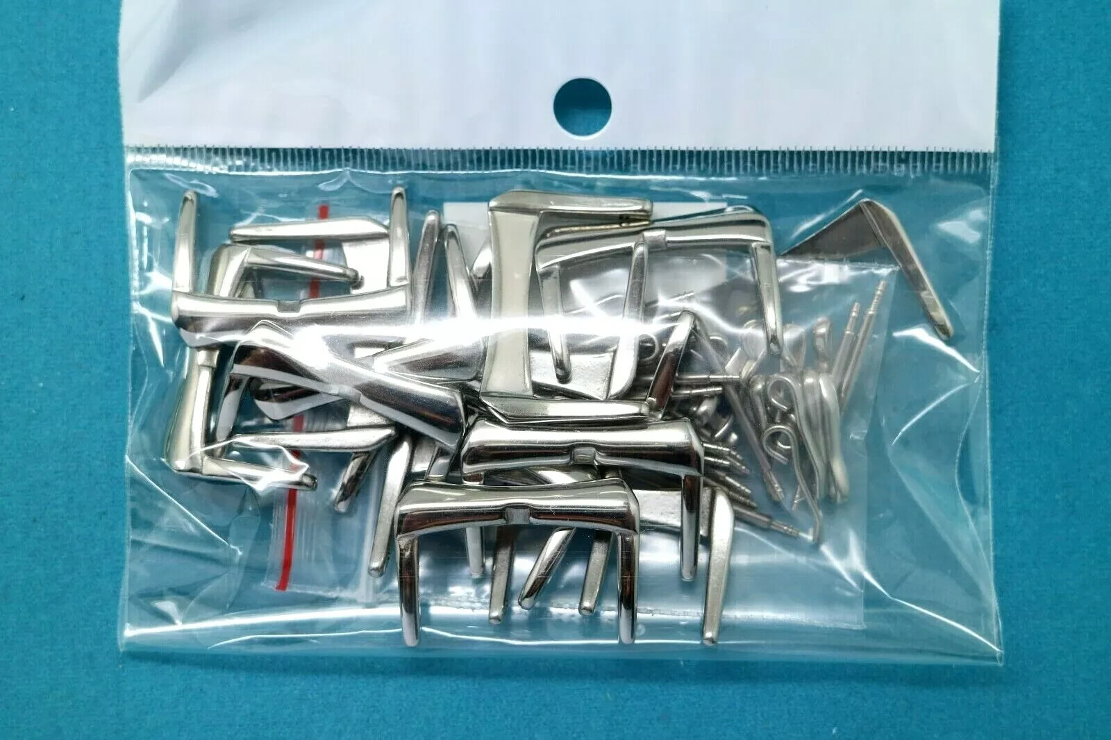 25 Pcs 18mm Silver Tone Polishing Watch Band Strap Pin Buckle