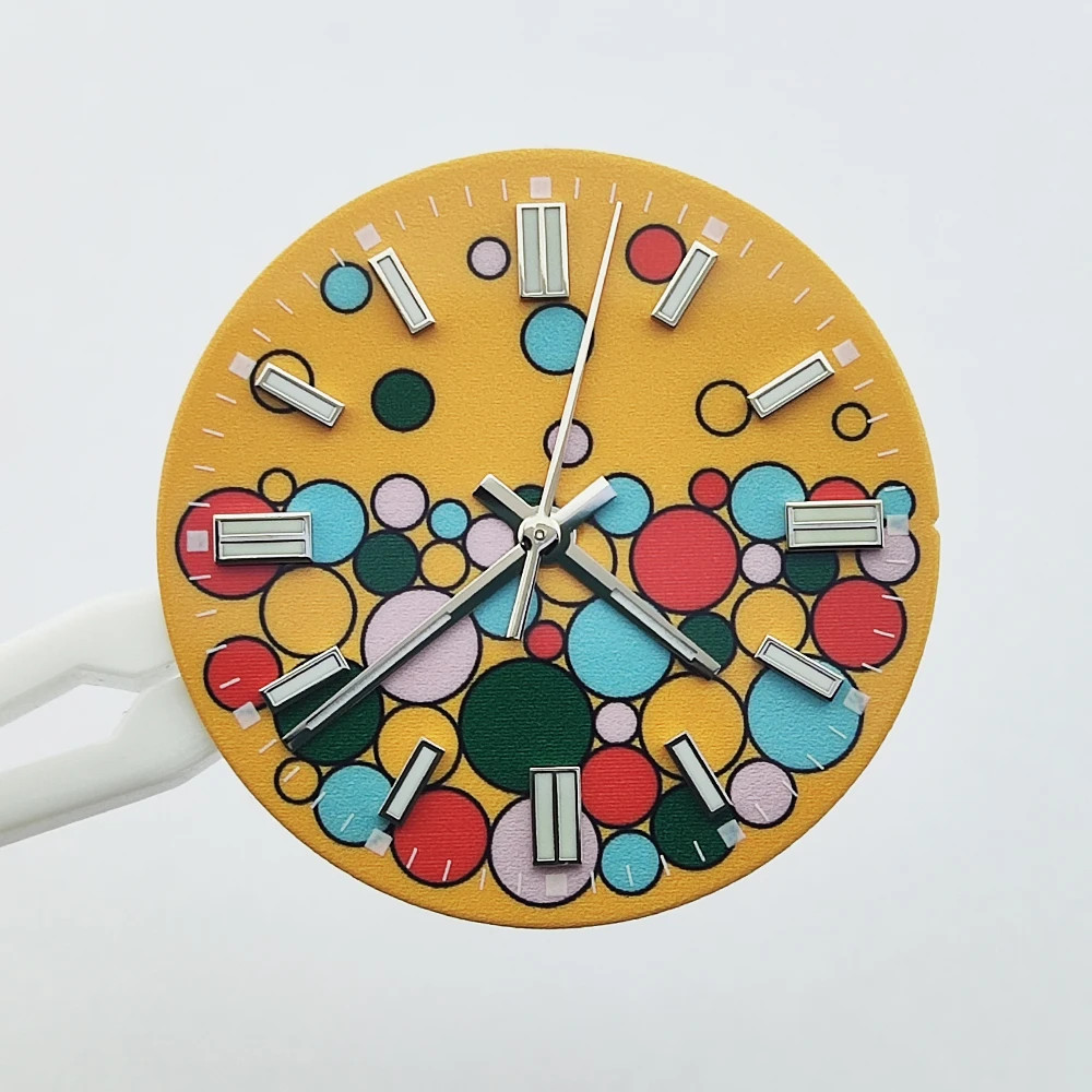 Watch Dial 28.5mm Green Luminous Bubble Face For NH35 Movement Parts No Logo