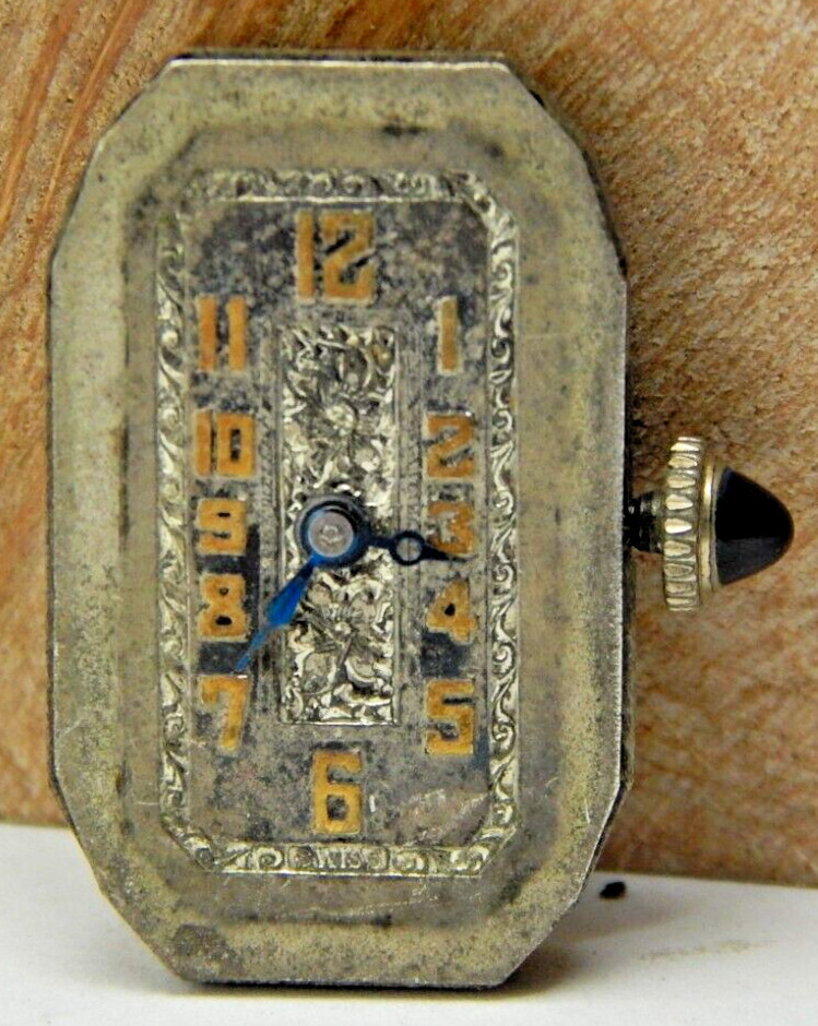 Vintage Goering 15 jewel 2 adjustment art deco wrist watch movement with dial