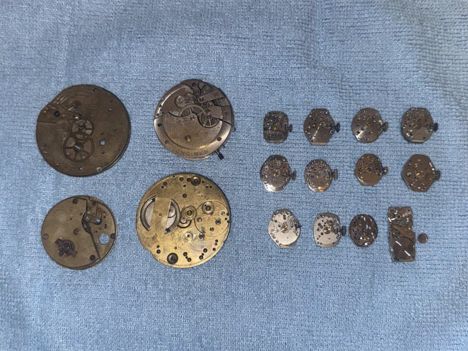 Lot Vtg Wrist Pocket Watch Movements For Parts Longines Bulova Elgin Ollendorf