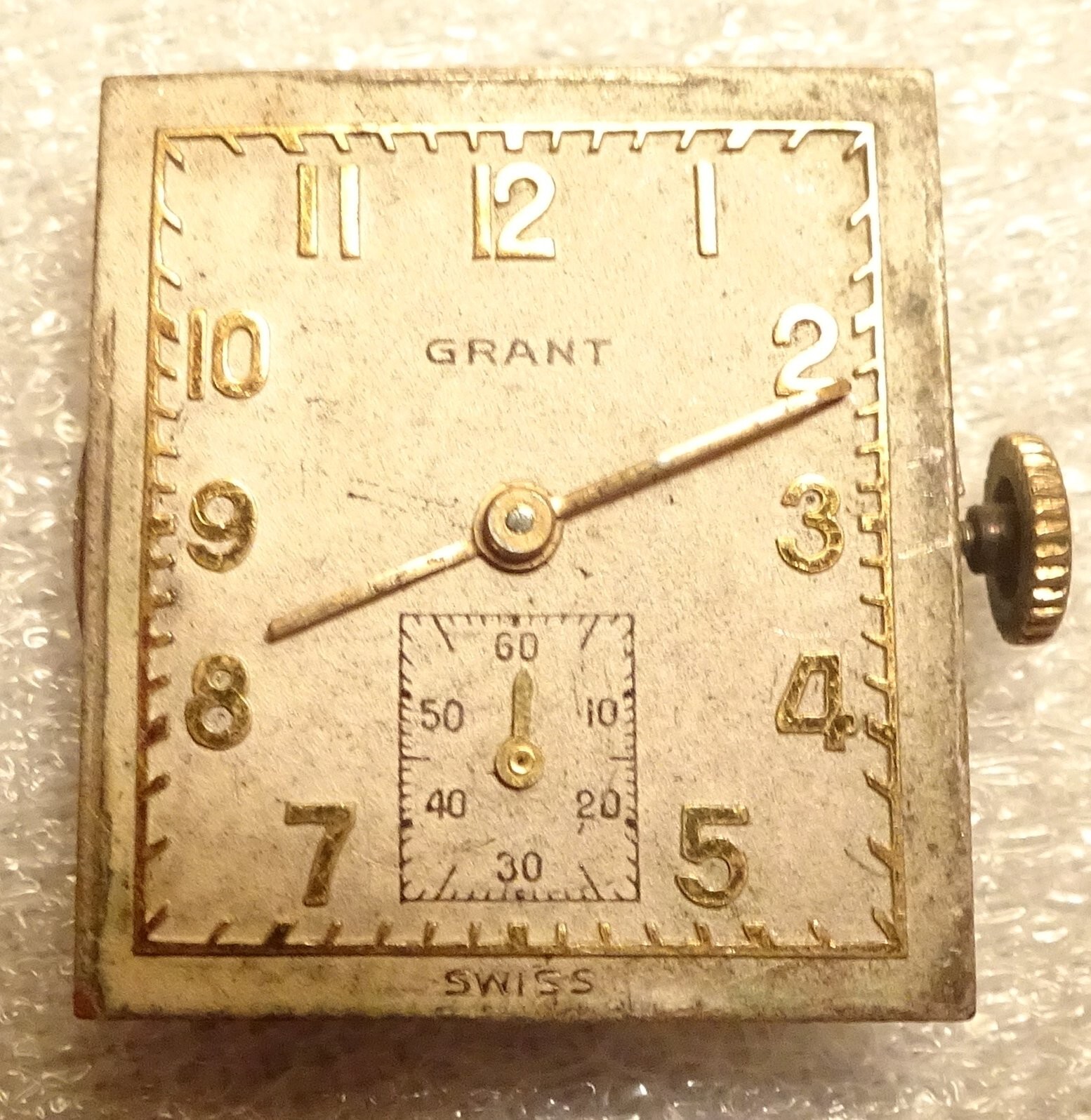 Grant Wristwatch Movement 17J Men’s Antique Parts or Repair
