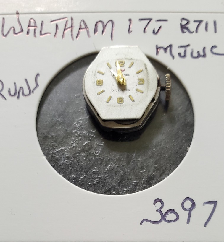WOMANS WALTHAM 17j R711 MJWC WRIST WATCH MOVEMENT #3097