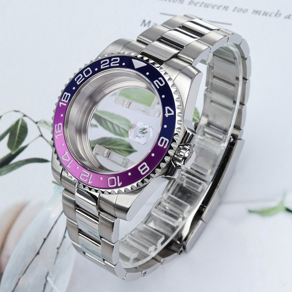 Steel 40mm Date Watch Cases Oyster Bracelet For Seiko NH35 Miyota 8215 Movement