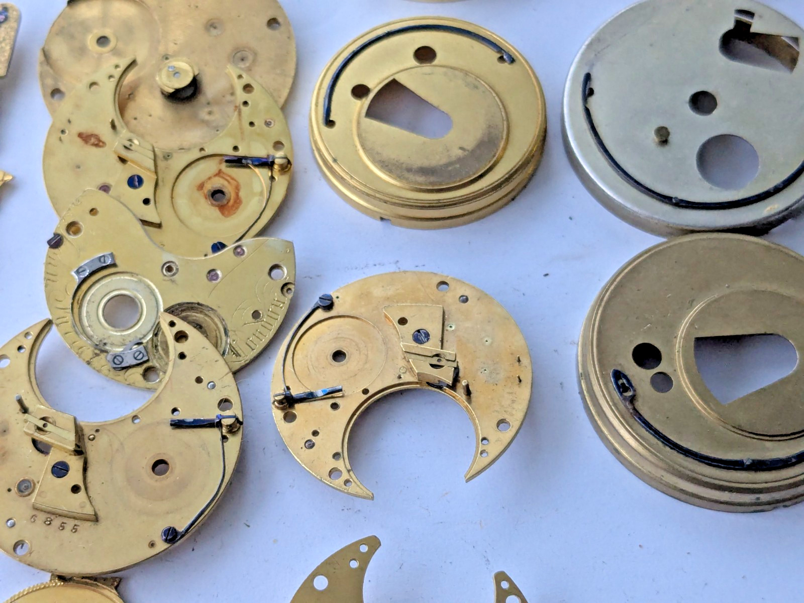 Antique 18th/19th C English Fusee Watch Parts Balance Cocks Hand Engraved Brass