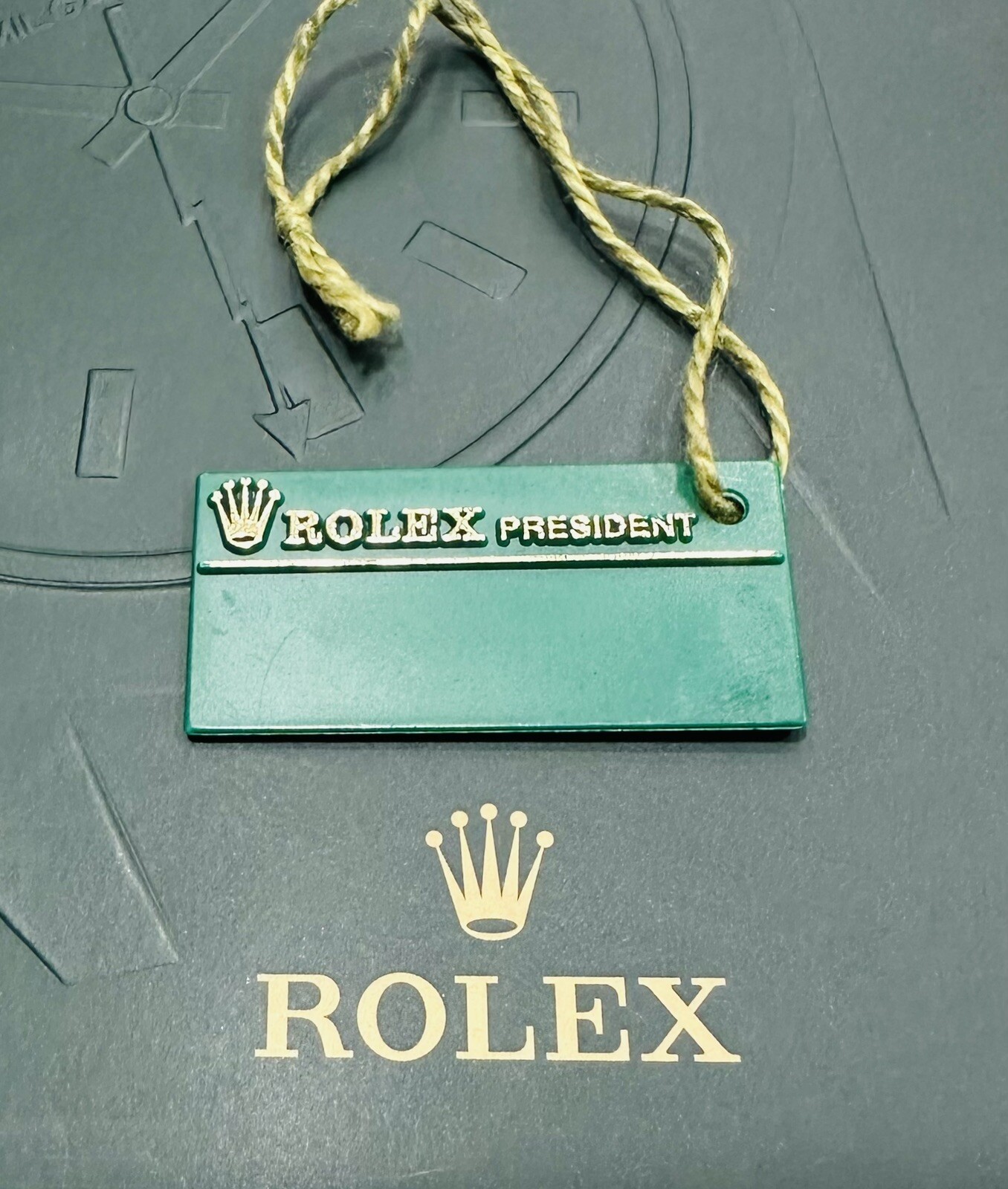 Vintage GENUINE Rolex President Day-Date Green watch Hang Tag End 90s-2000s