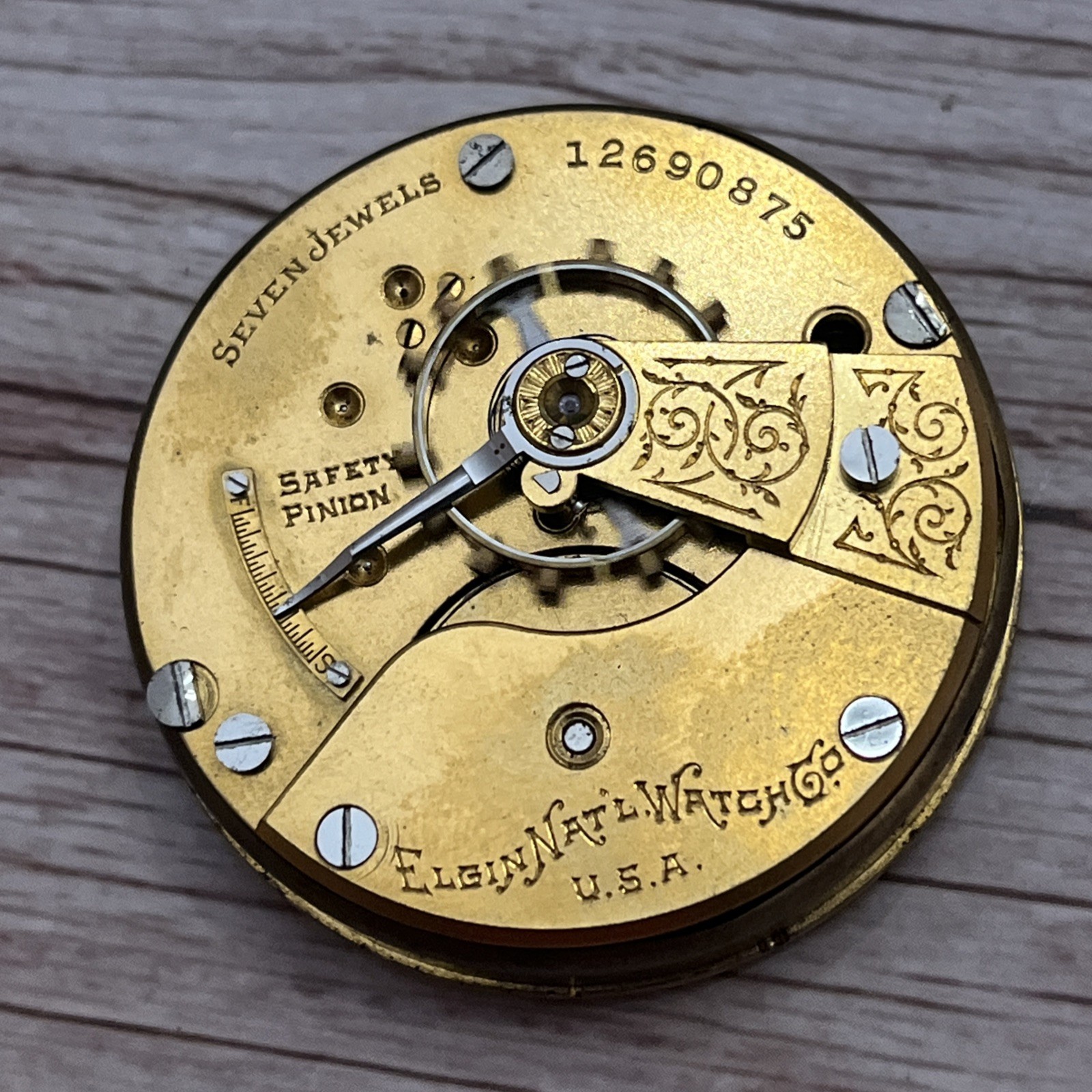 Elgin Grade 294 18s 17j FreeMason Painted Dial Pocket Watch Movement Runs EXC