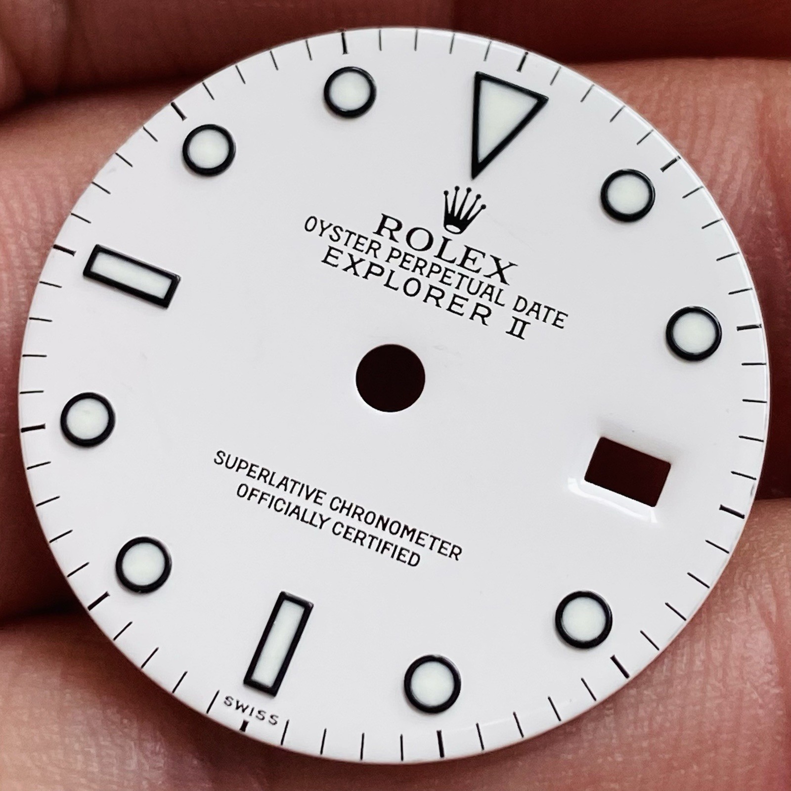 Rolex White Dial Swiss Only Luminova For Explorer 2 Model Ref 16570 & 16550