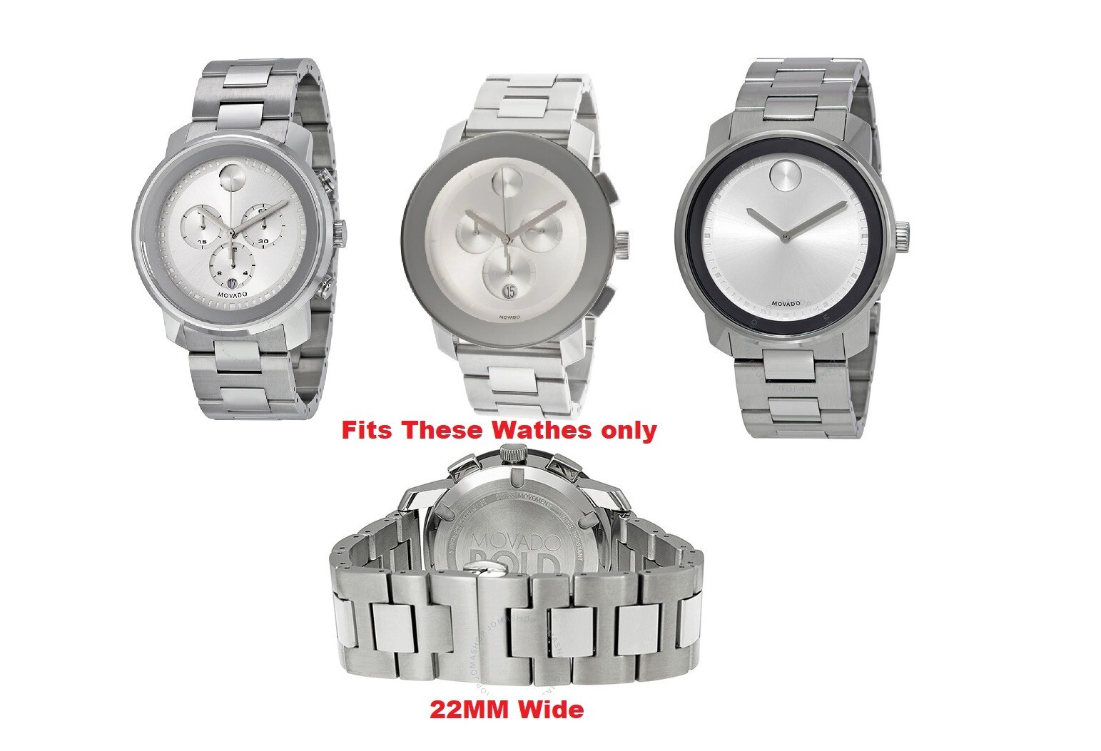 Movado Bold Chronograph Men’s Silver Watch Sizing Link 22mm