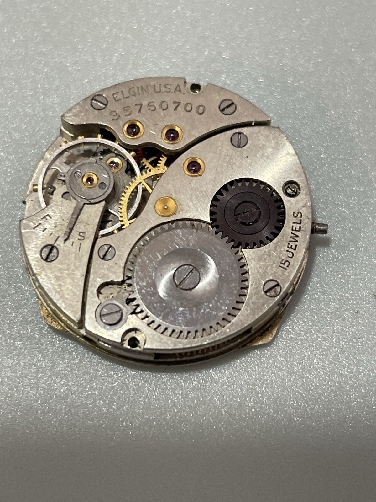 1936 ELGIN Grade 519, 15j, 8/0s, WRIST WATCH MOVEMENT Parts Repair