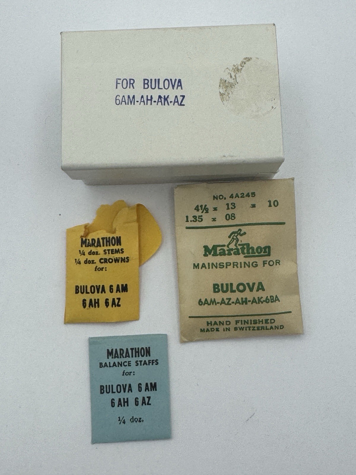 Vintage Bulova 6AM-AH-AK-AZ Service Kit- Mainspring Crowns And Staffs