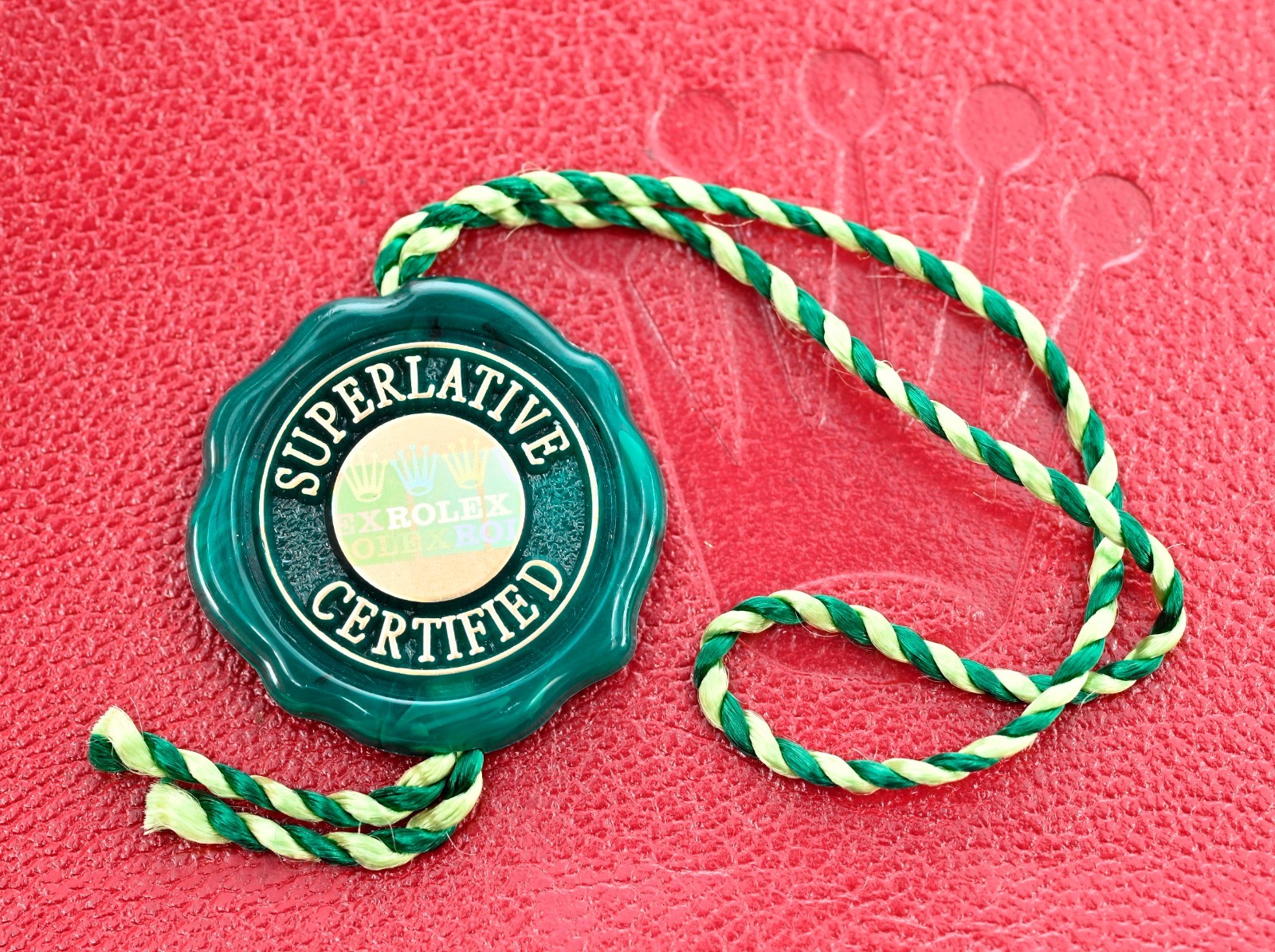 Genuine Rolex 2015-2025 Chronometer Green Hang Tag with Multi-Crown Hologram!