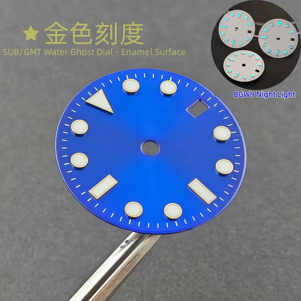 28.5mm No Logo Watch Dial Ice Blue Lume for Nh34 Nh35 Movement Watch Accessories