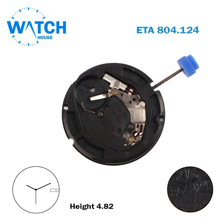 ETA 804.124 Swiss Made Movement-Height:4.82mm-3 Hands-White Day/Date At 3.