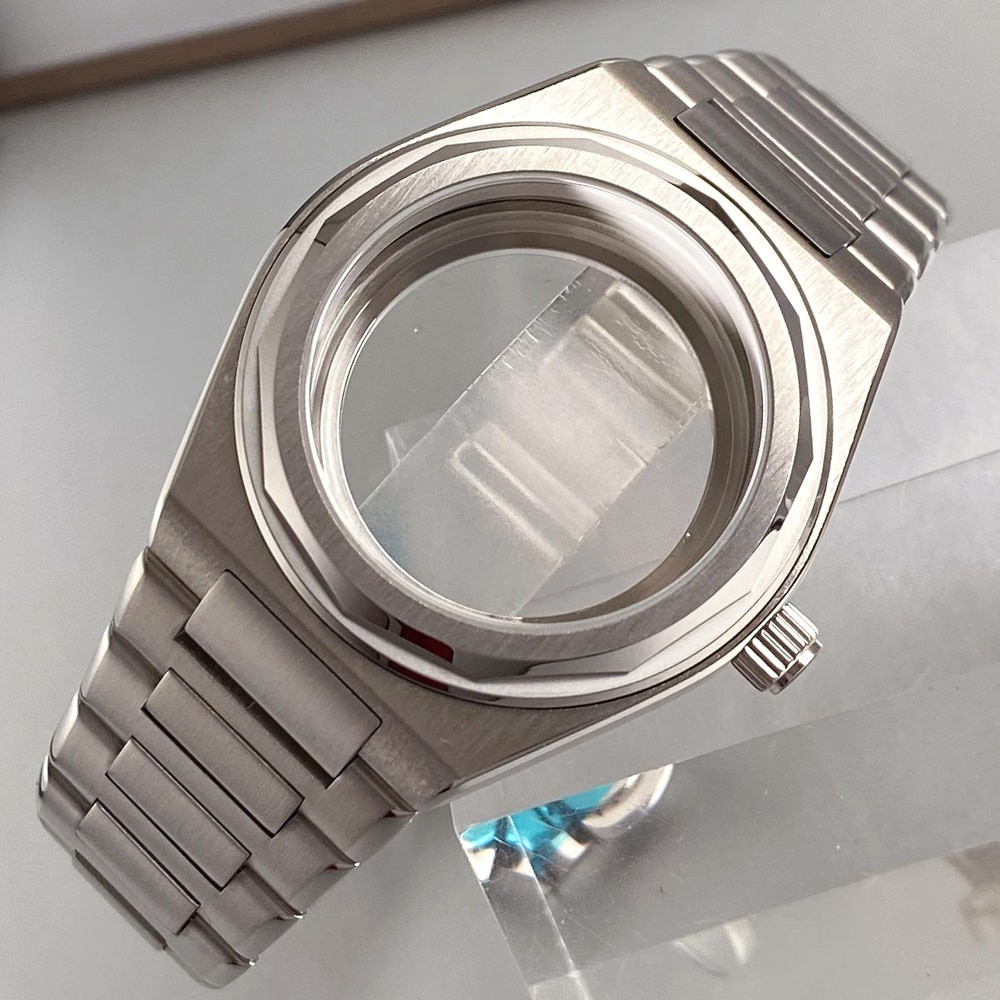 40mm Watch Case with Polygonal Bezel Sapphire Fit NH35 NH34 PT5000 For Ingenieur