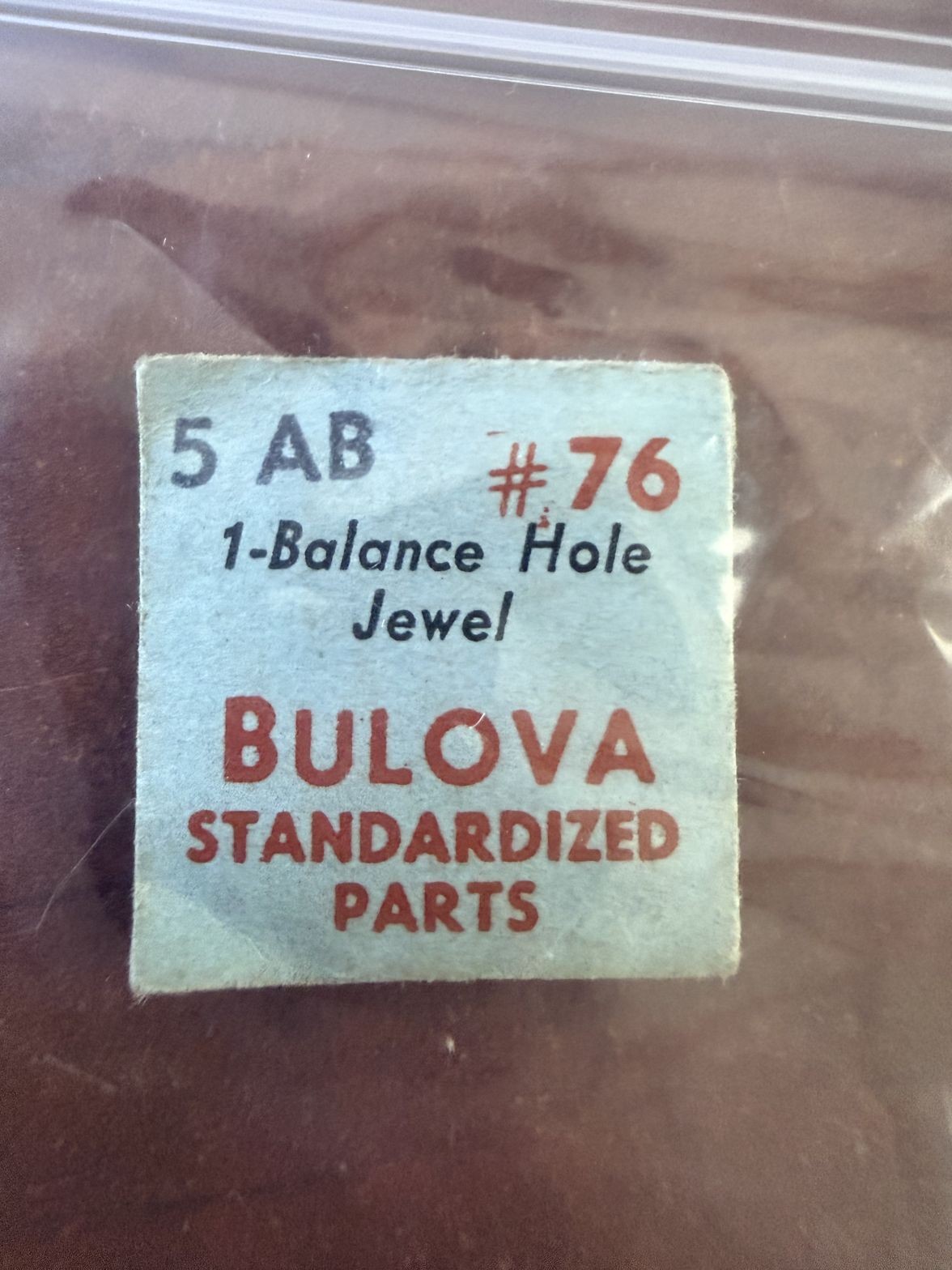 Bulova 5AB Balance Hole Jewel #76 NOS Genuine Vintage Watch Part New Old Stock