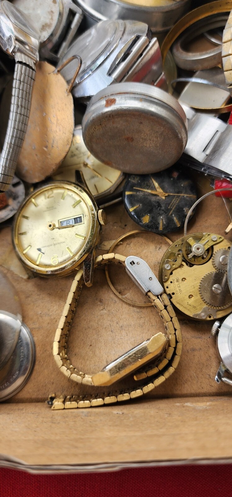 Vintage Pocket & wristband Watches Movements,faces,Crown for parts box #5 W1