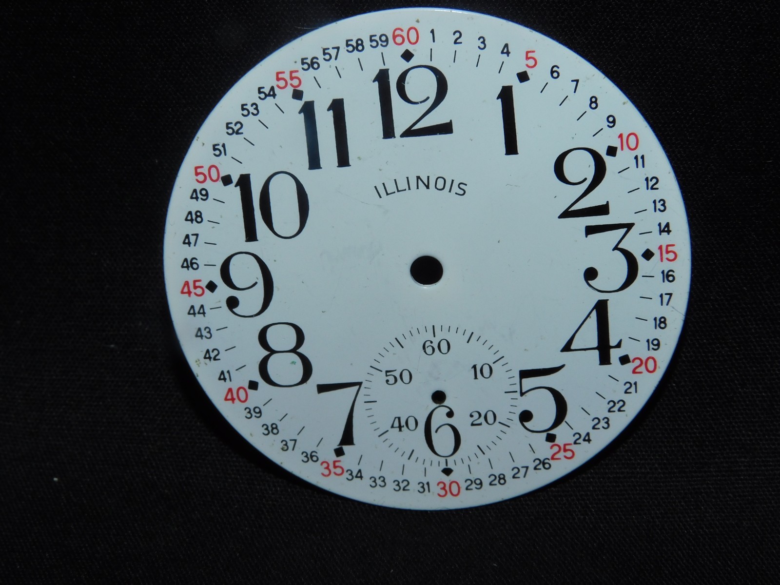 VINTAGE ILLINOIS RAILROAD POCKET WATCH ENAMEL DAIL ONLY -WHITE- FREE SHIPPING..