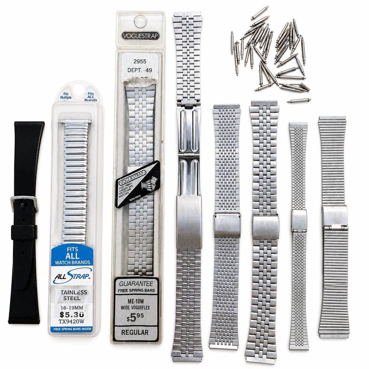 Vintage Watch Band Bracelet Lot Stainless Steel Replacement Bands Spring Bars